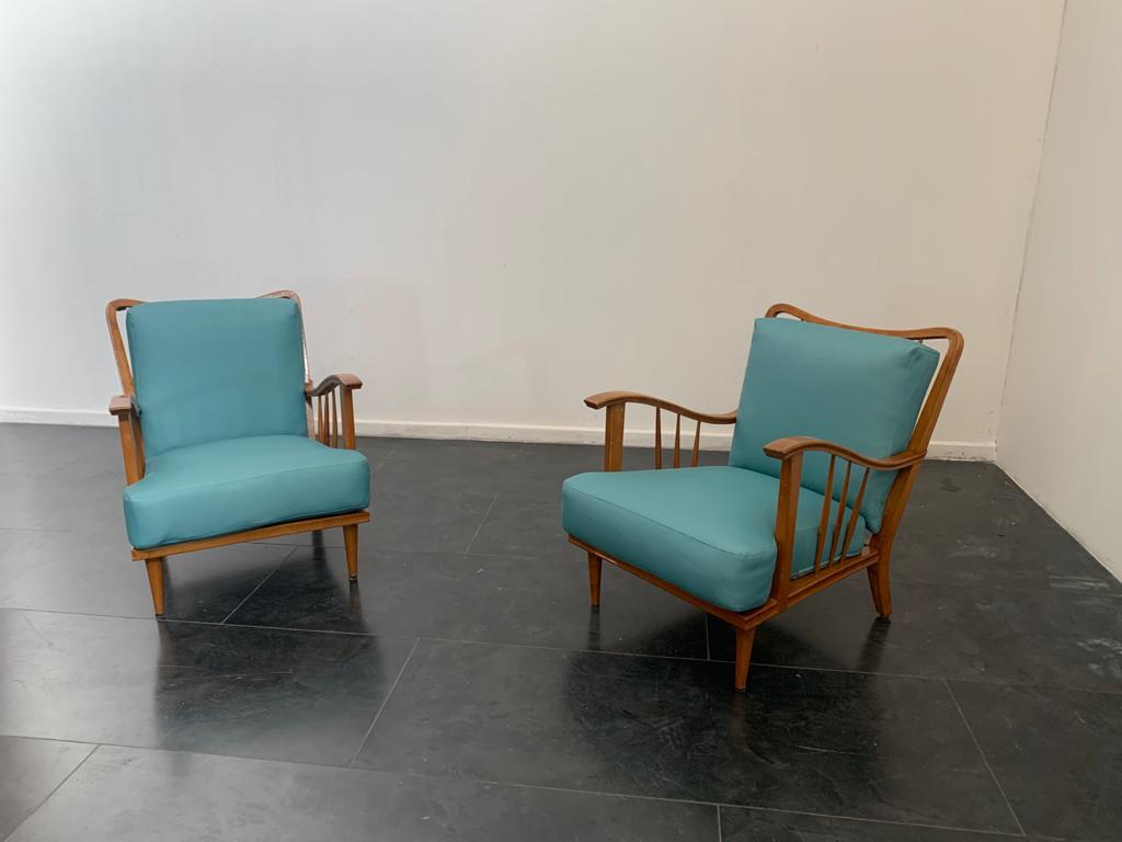 Maple Lounge Chairs by Paolo Buffa, 1950s, Set of 3 For Sale 3