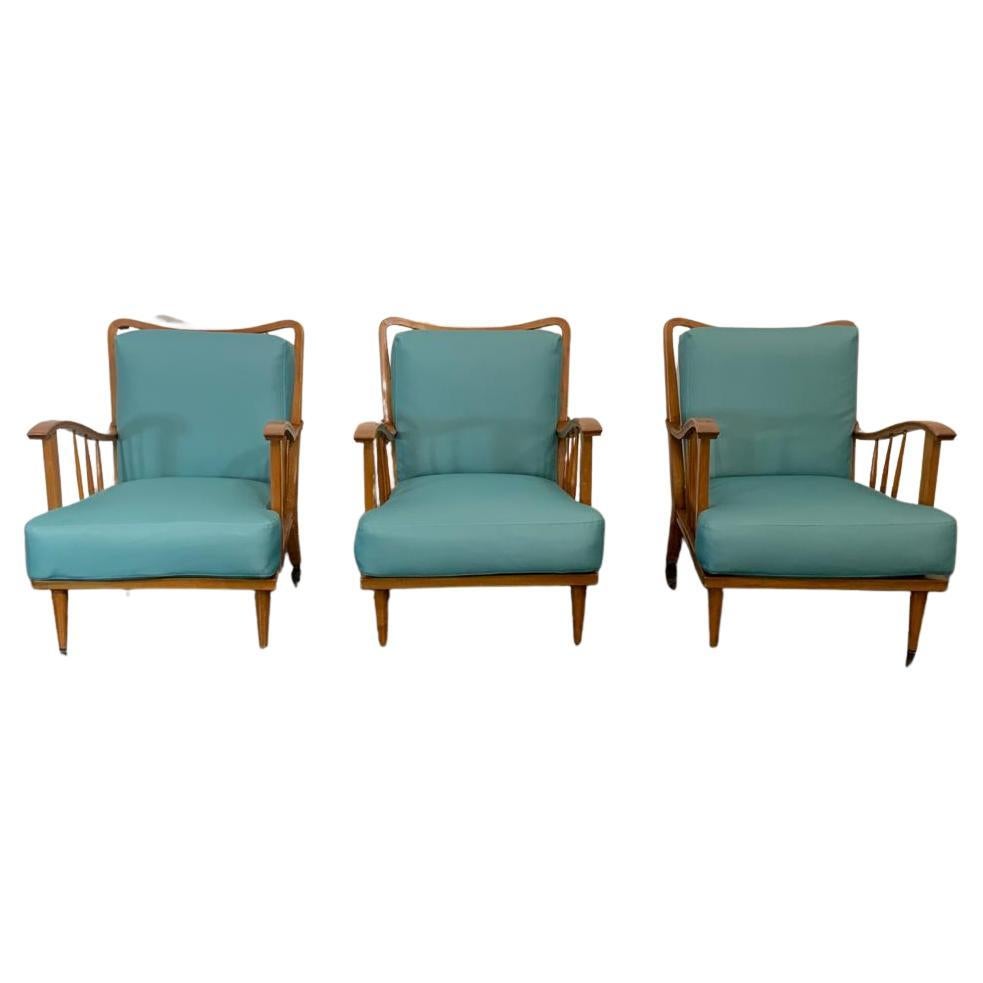 Maple Lounge Chairs by Paolo Buffa, 1950s, Set of 3