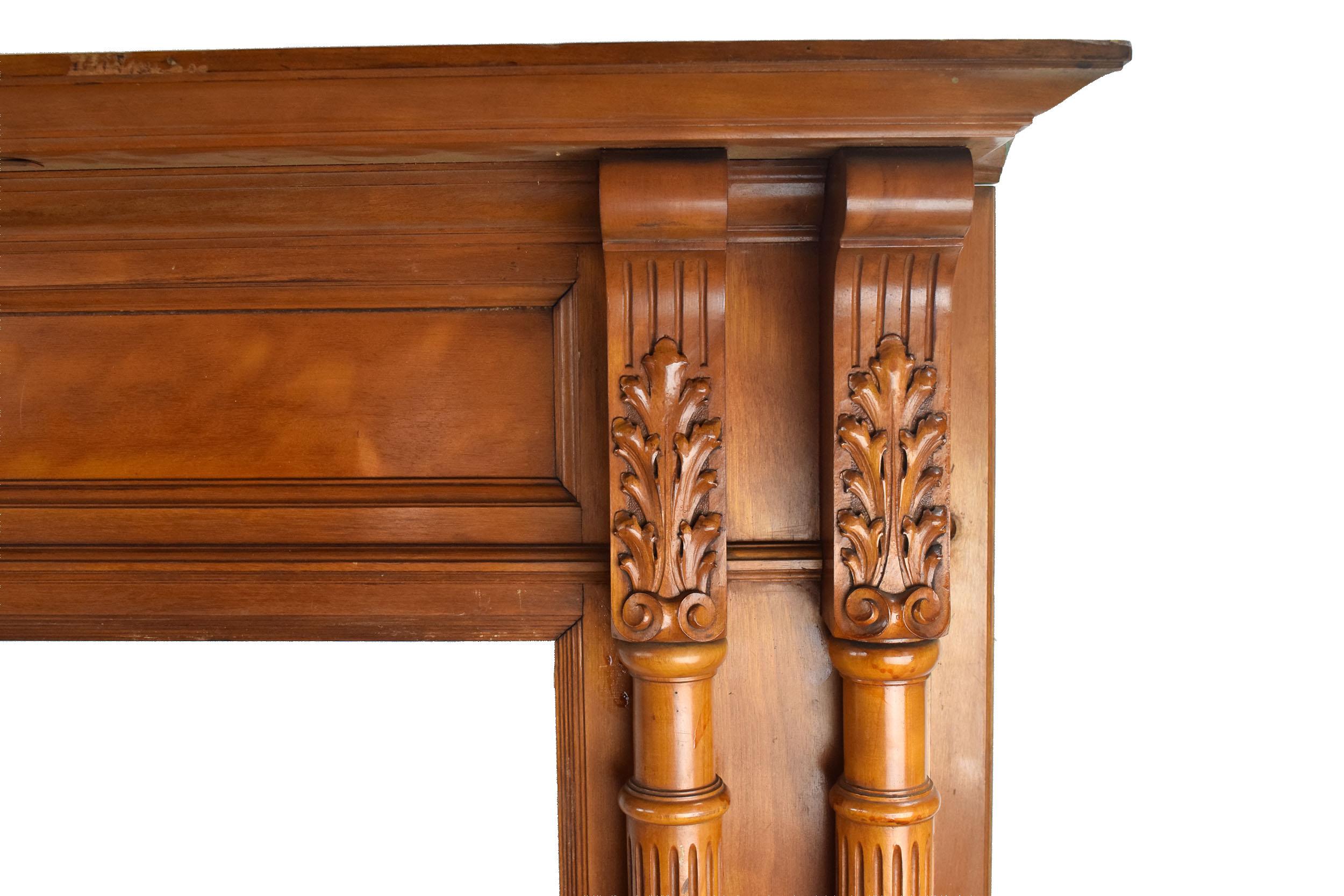 American Maple Mantel with Carved Spindles