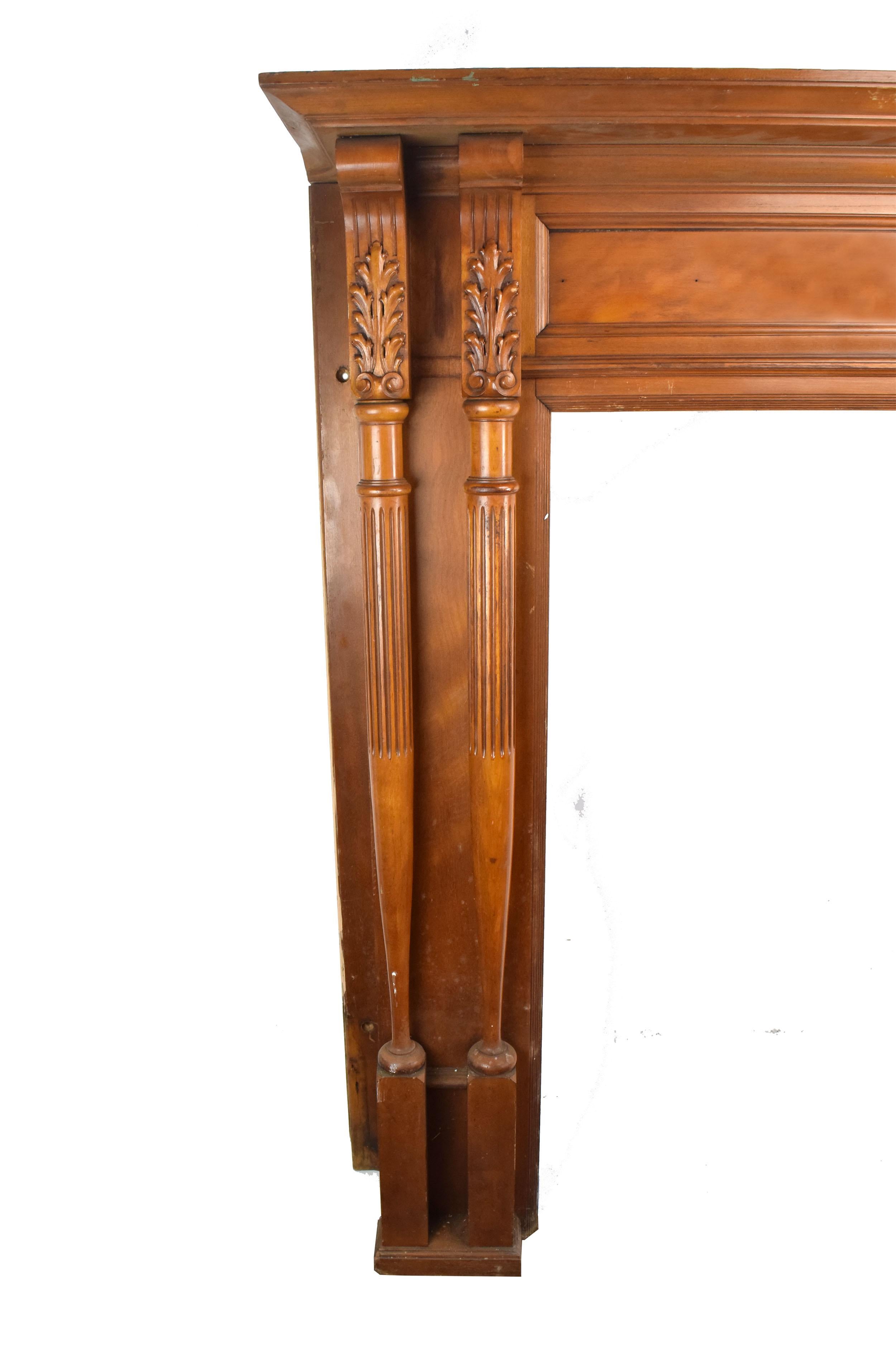 Maple Mantel with Carved Spindles In Good Condition In Minneapolis, MN