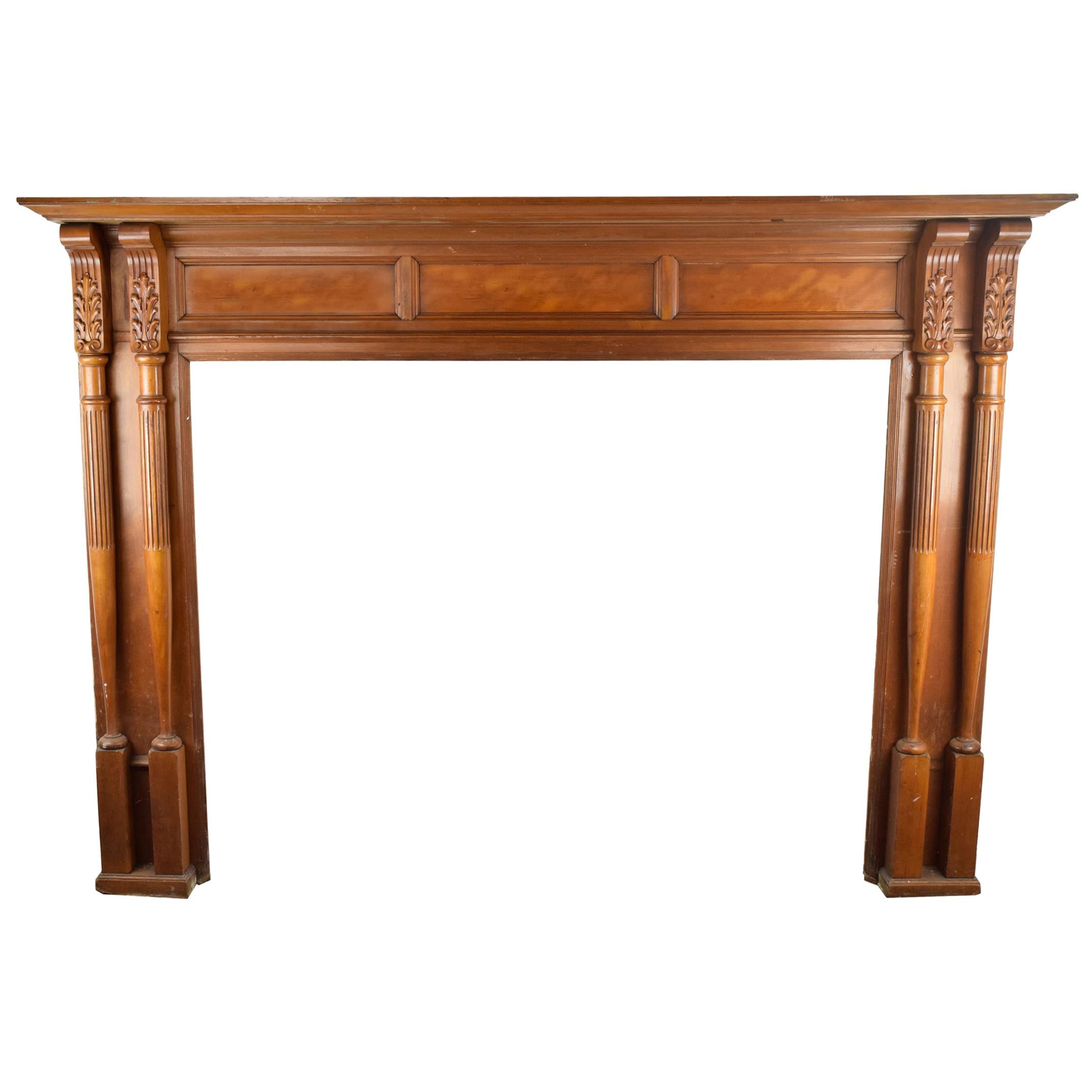 Maple Mantel with Carved Spindles