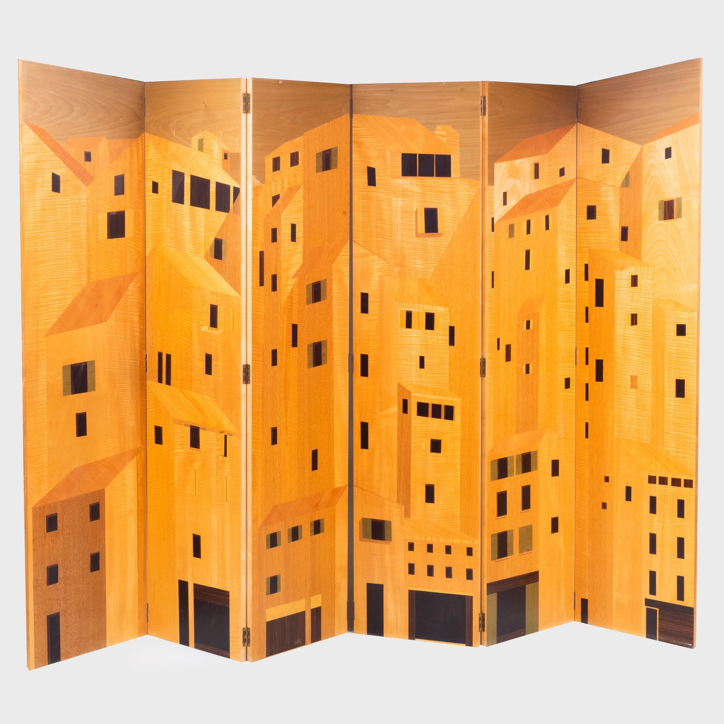 Sechsteiliger Raumteiler aus Ahornholz mit Intarsien von David Linley (Britisch) im Angebot