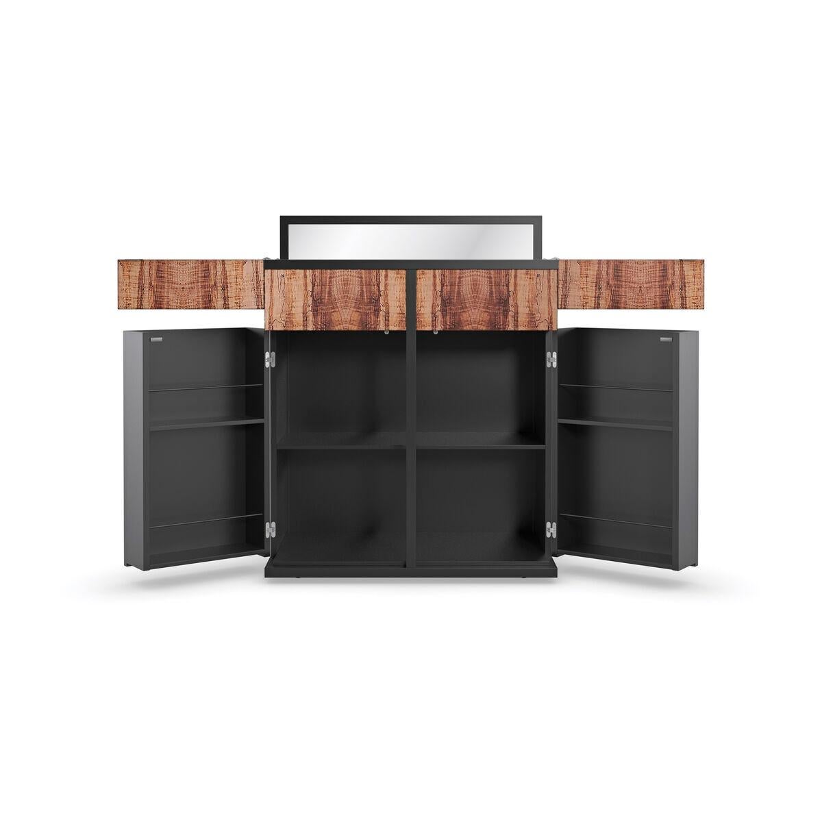 Maple Modern bar cabinet, luxury, understated: this sleek bar cabinet mixes form and function with innovation to elevate entertaining. Well-suited for compact spaces or larger living interiors, its clean-lined design accentuates the natural beauty