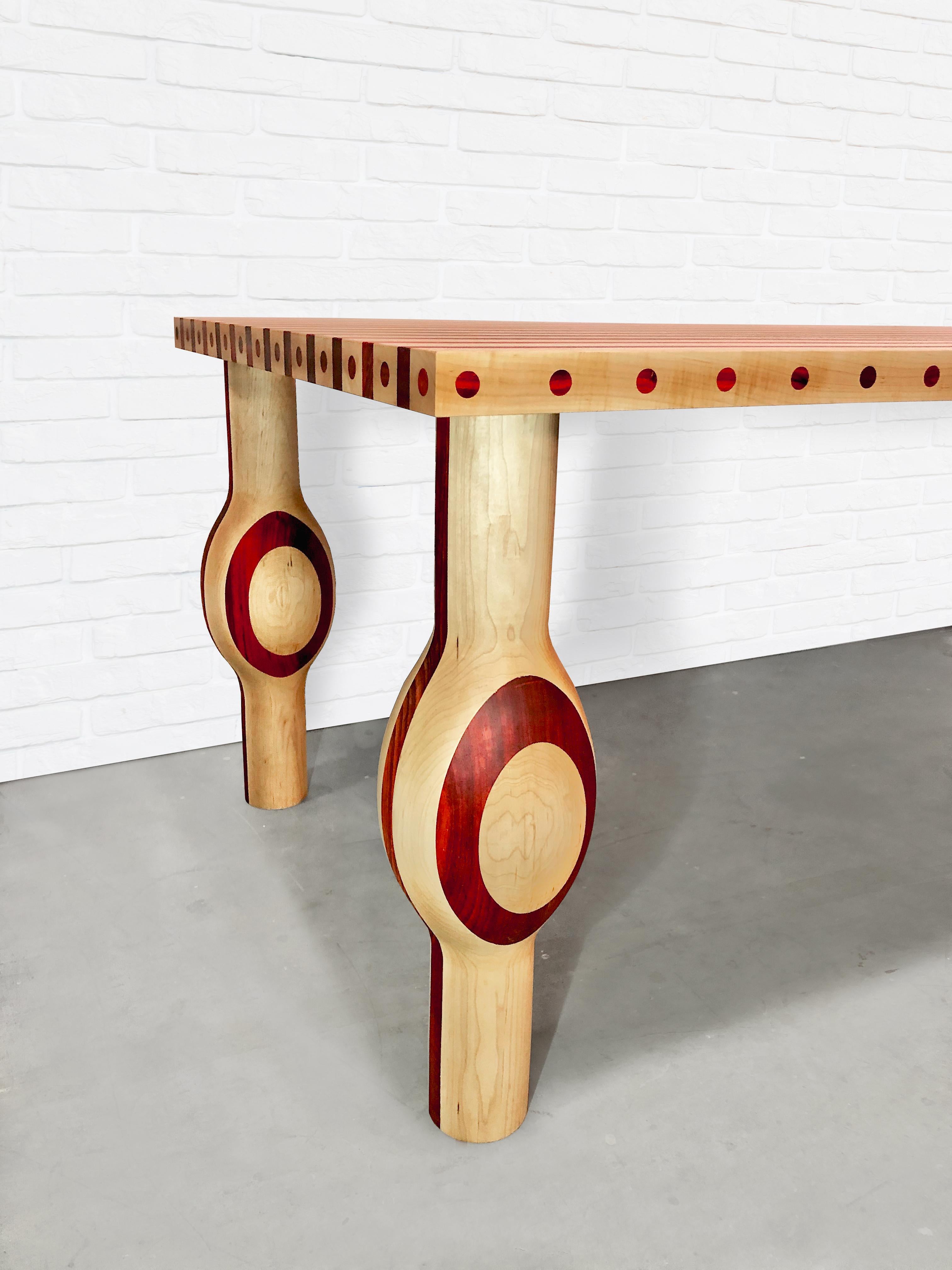 Contemporary Maple & Padauk Solid Wood Dining Table For Sale