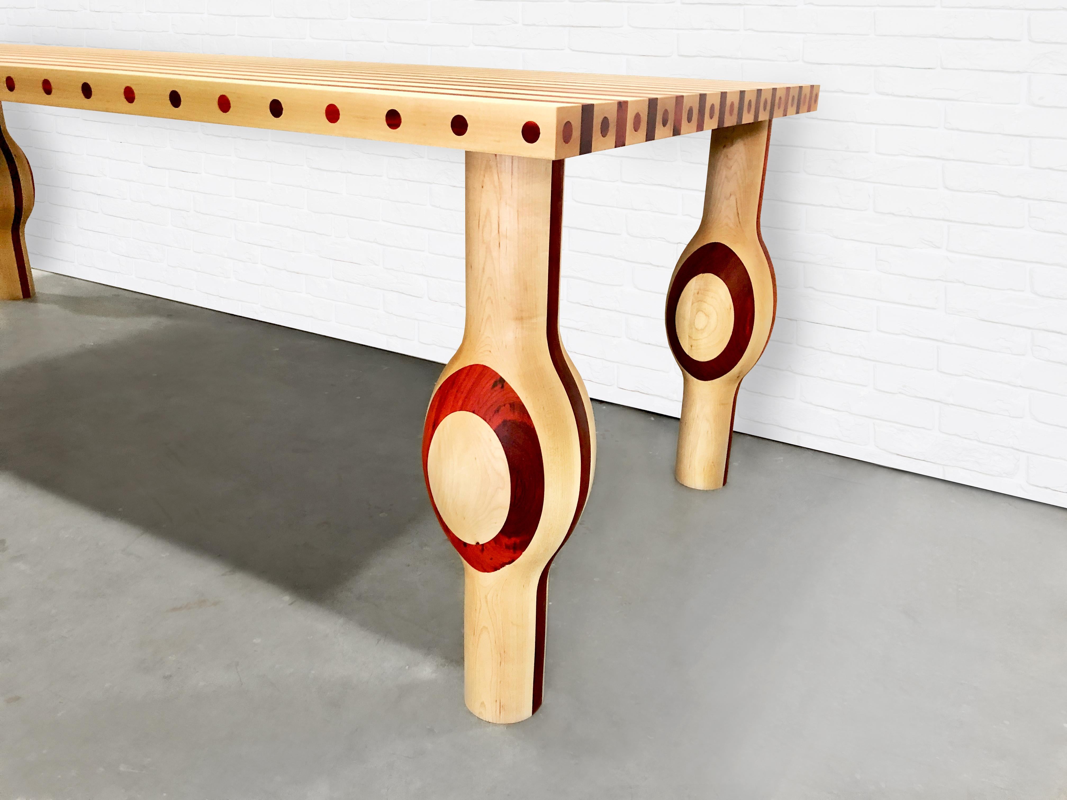 Maple & Padauk Solid Wood Dining Table For Sale 1