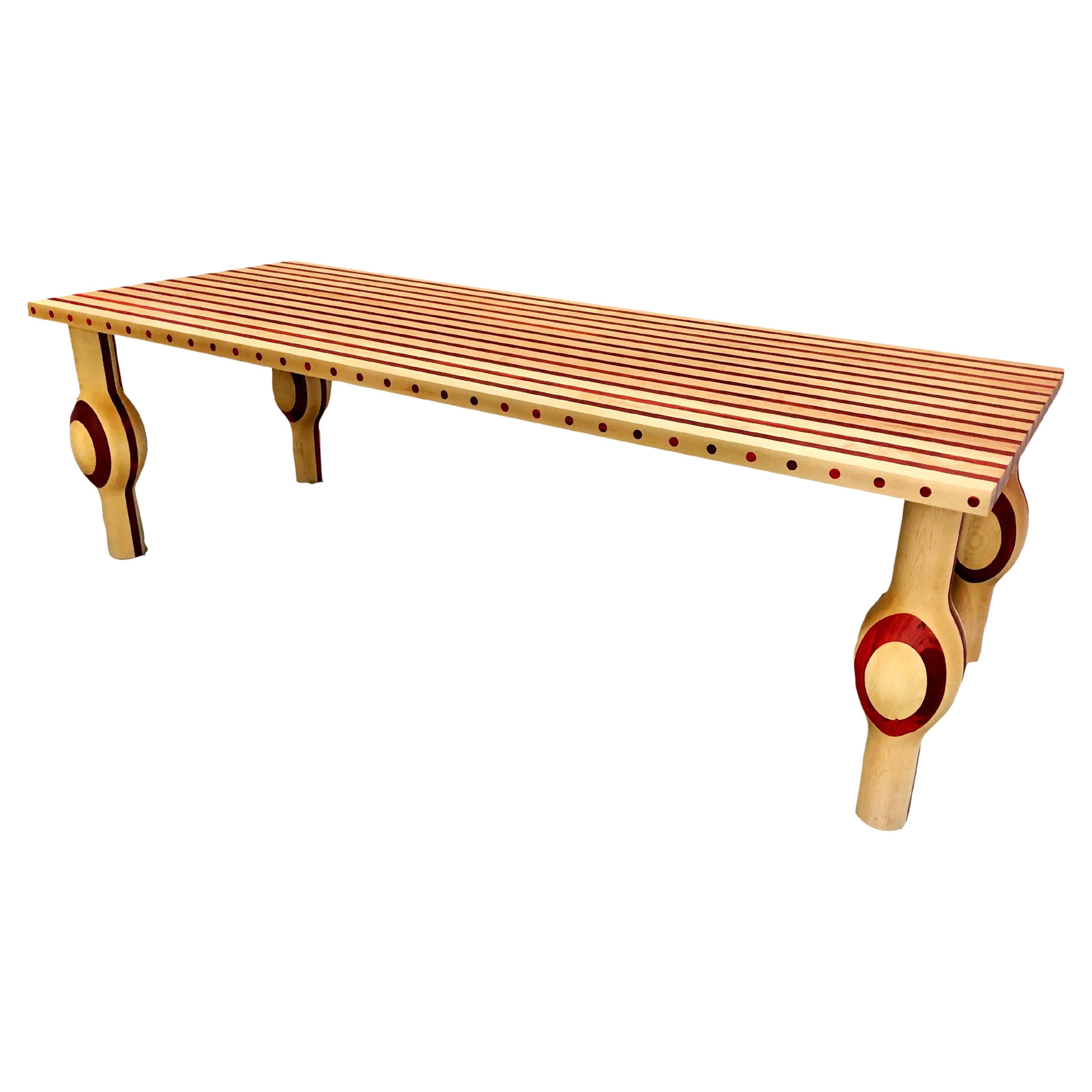Tavolo da pranzo in legno massiccio di acero e padauk in vendita 3