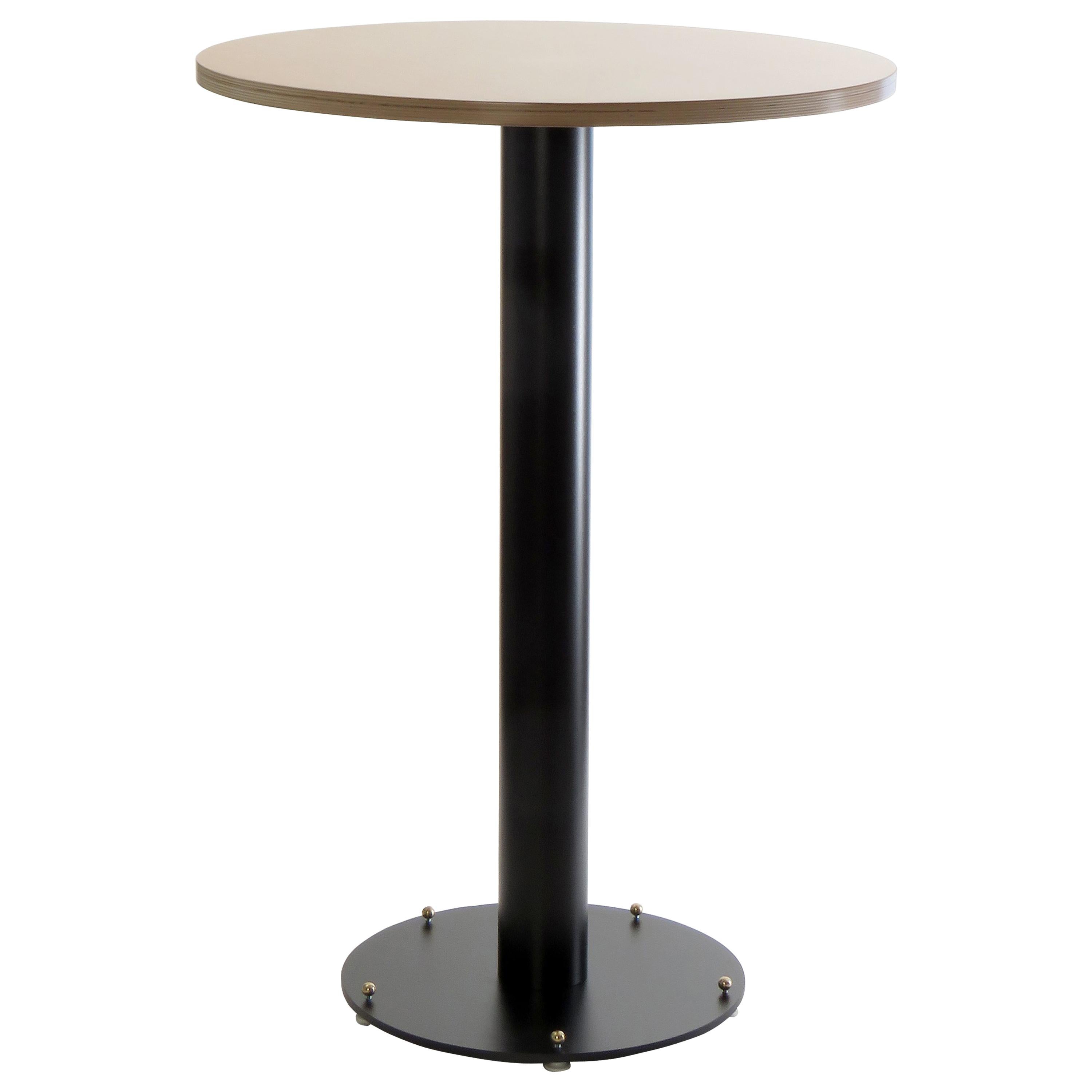 Maple Pedestal Table with Adjustable Black Metal Base Made in the USA For Sale