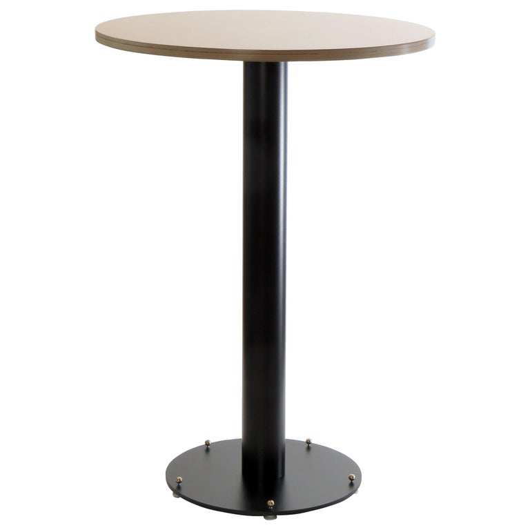 Maple Pedestal Table with Adjustable Black Metal Base Made in the USA