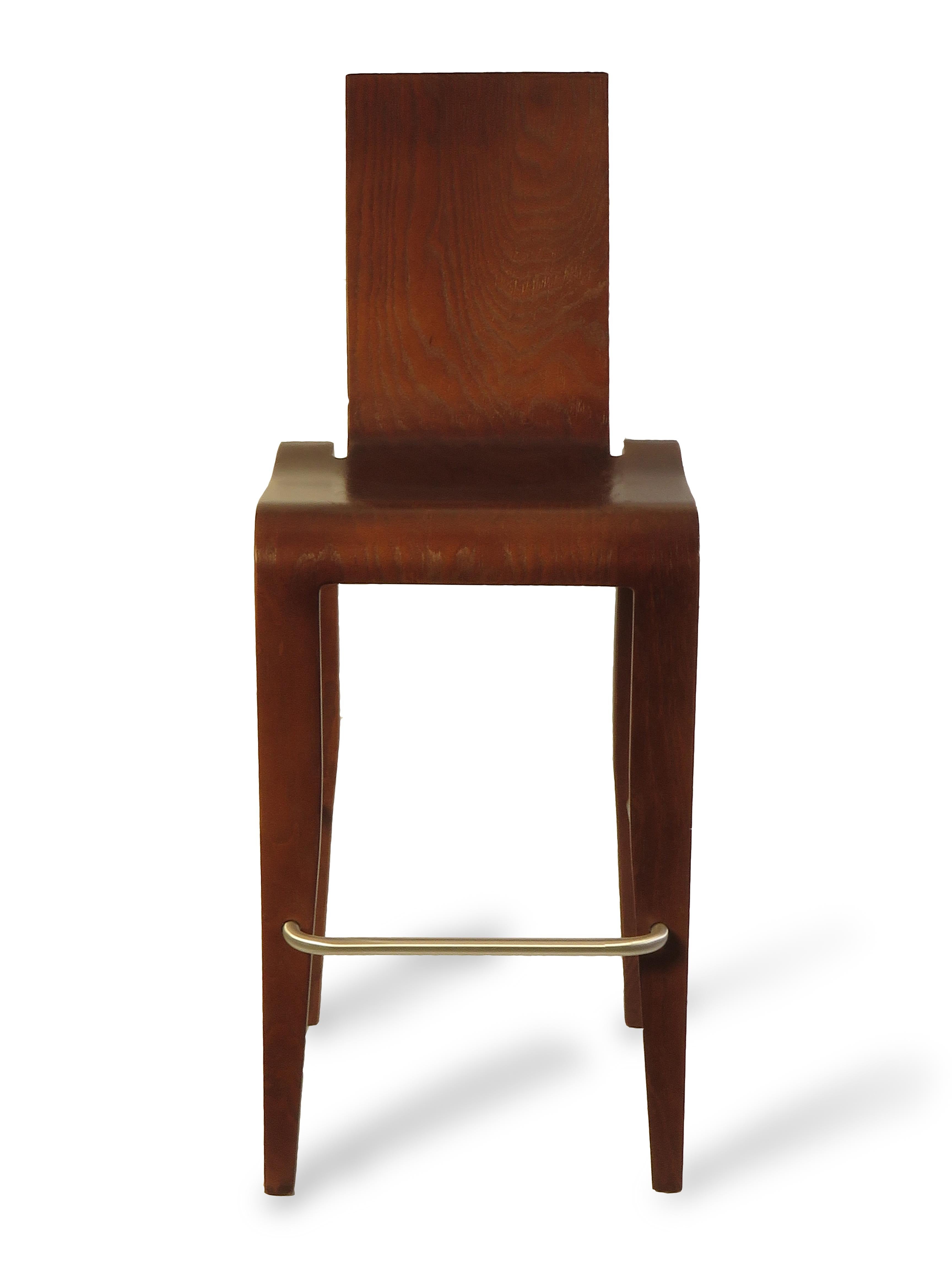 American Maple Plybent Bar Chair in Walnut, Set of 4 Vintage Peter Danko For Sale
