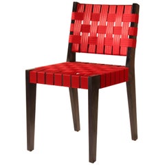 Maple Side Chair in Black Finish with Red Woven Seat and Back by Peter Danko