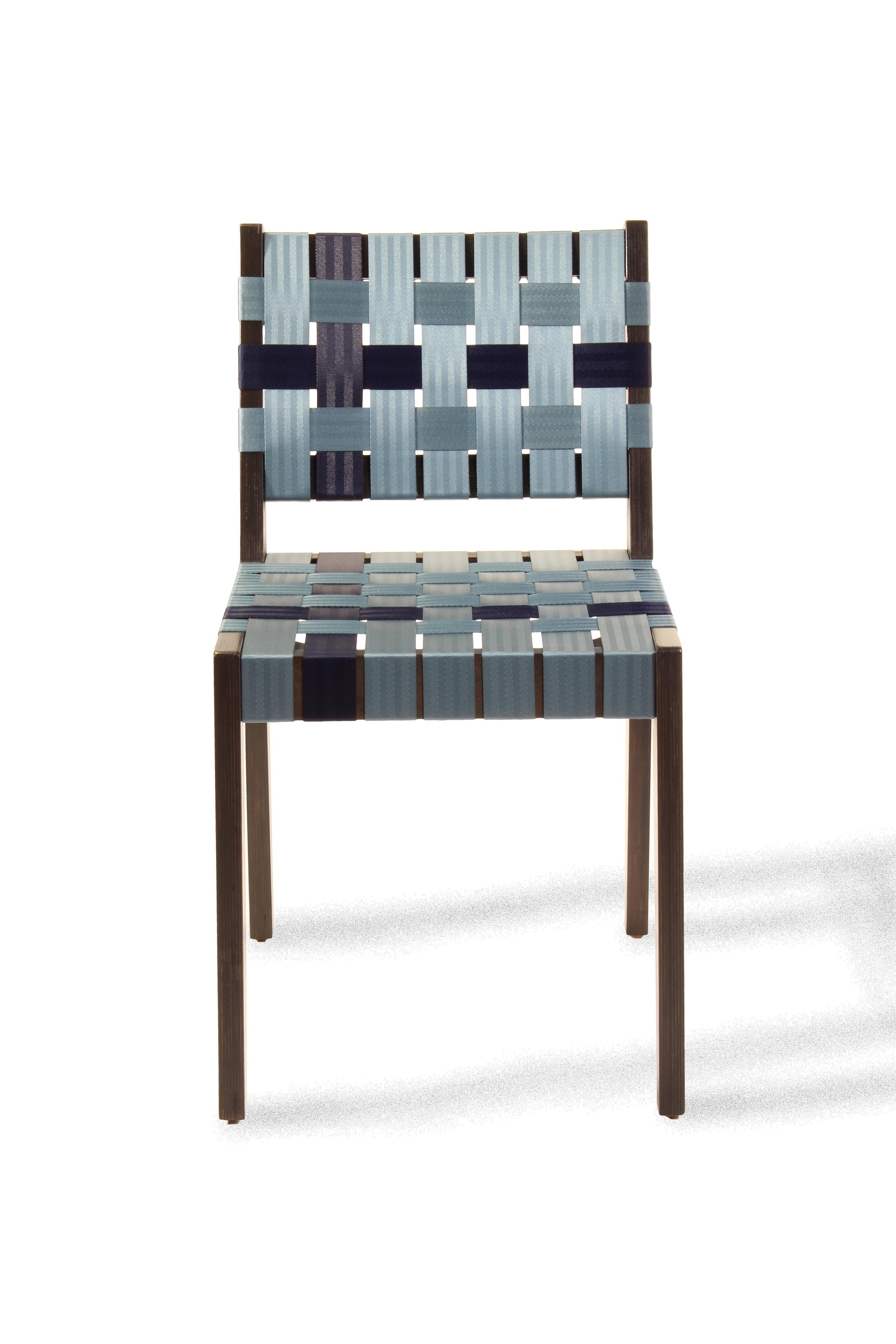 Maple Side Chair In Wenge with Champagne Woven Seat & Back by Peter Danko For Sale 2