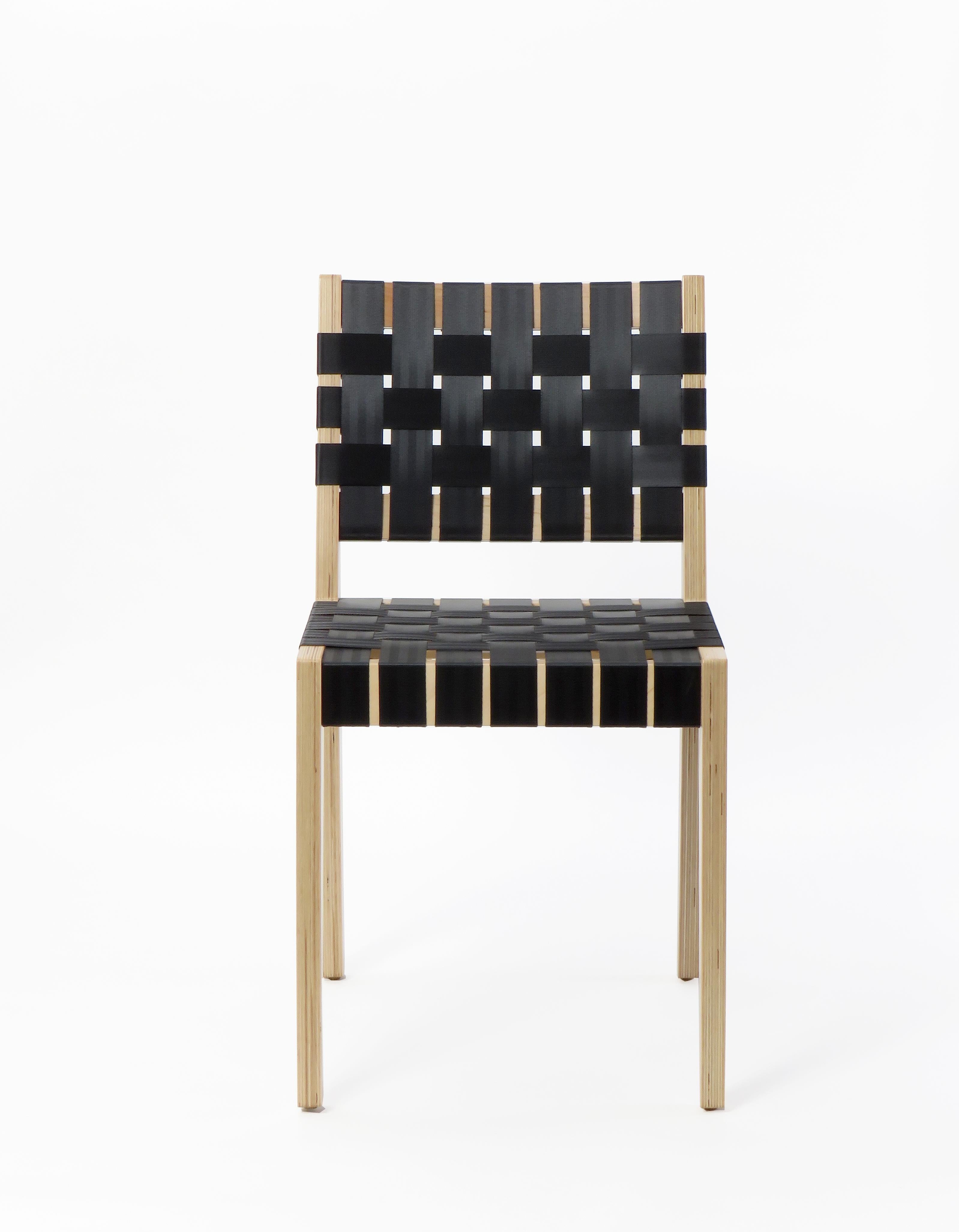 Modern Maple Side Chair In Wenge with Champagne Woven Seat & Back by Peter Danko For Sale