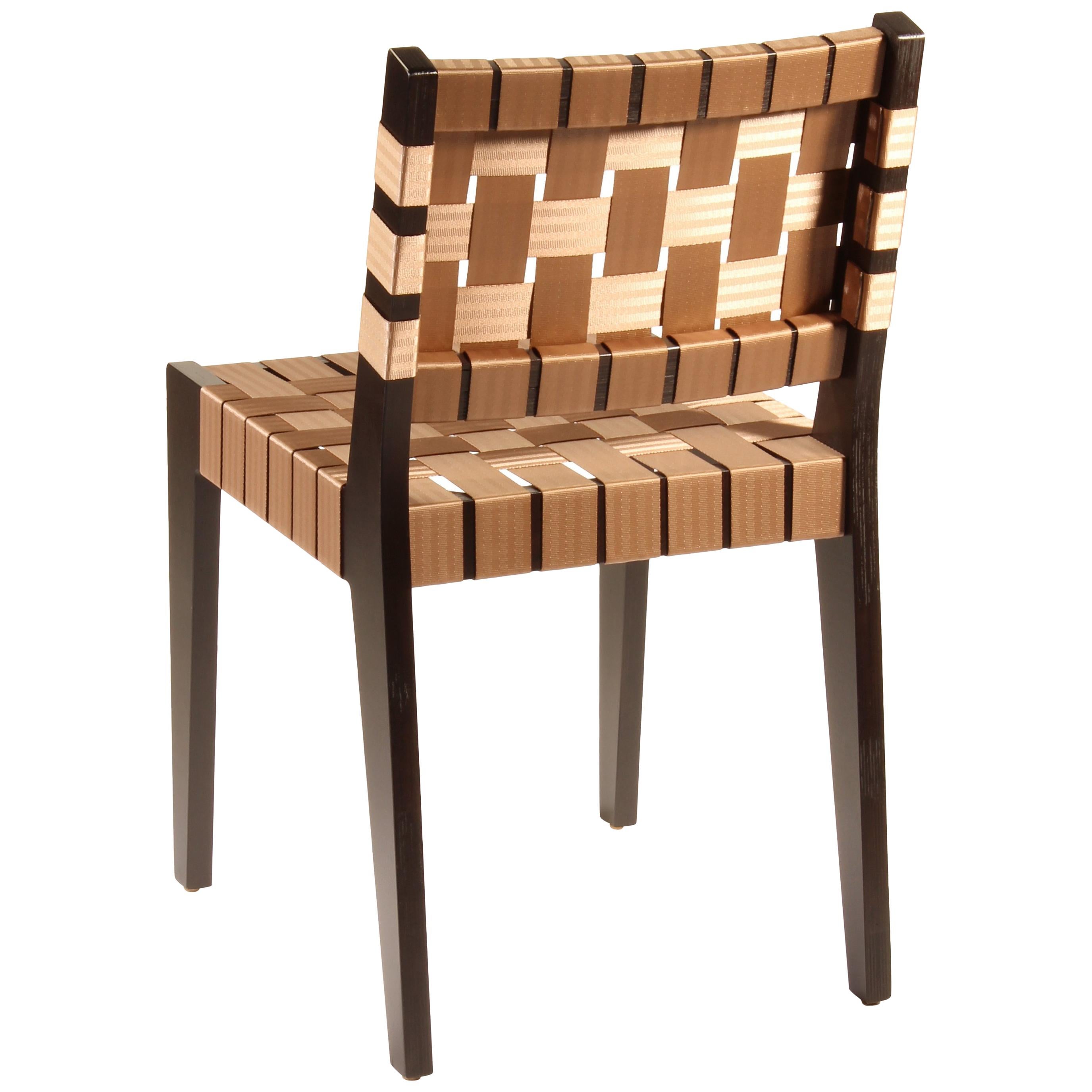 Maple Side Chair In Wenge with Champagne Woven Seat & Back by Peter Danko For Sale