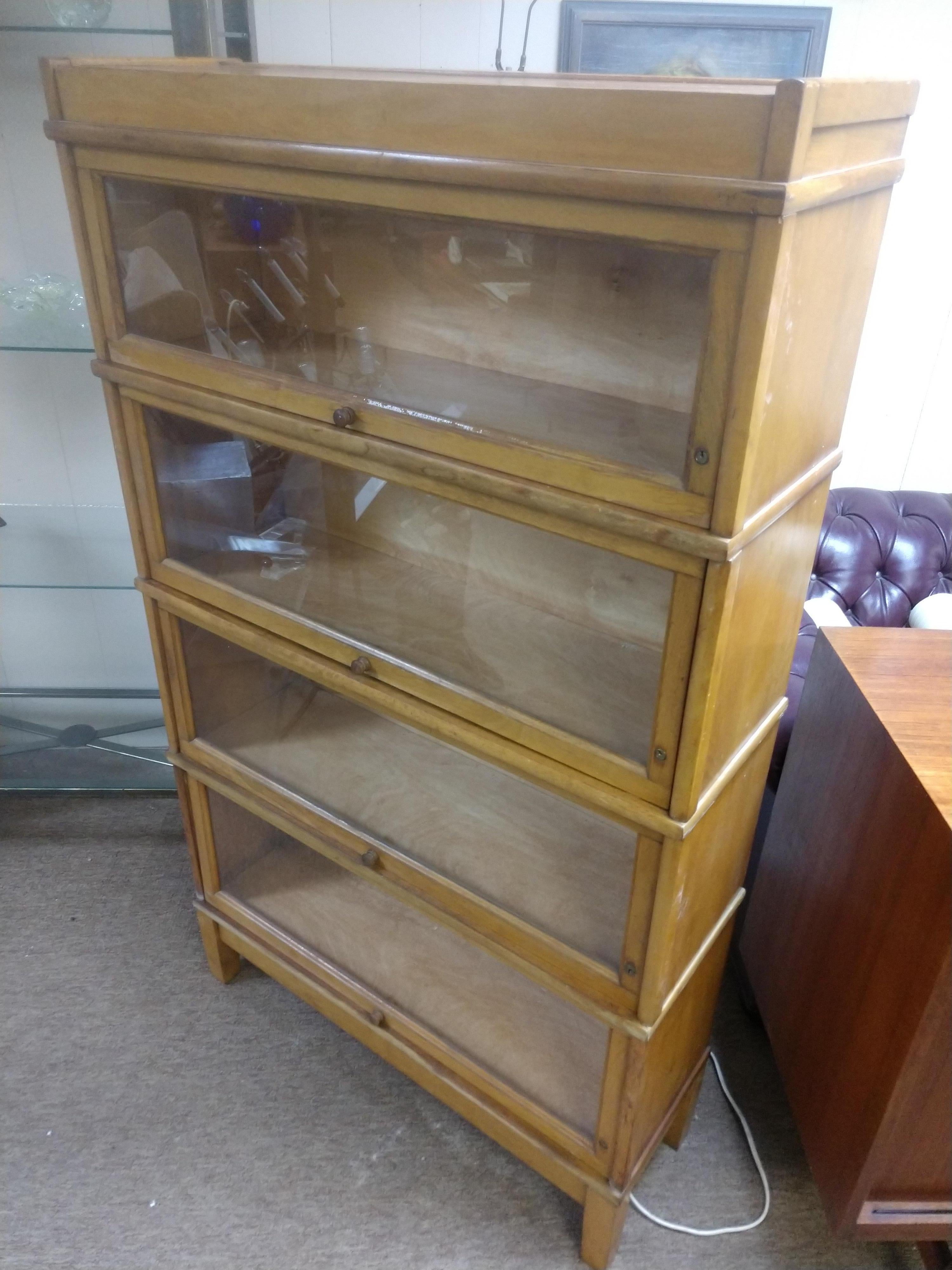 American Mid Century Maple Six Section Stacking Barrister Bookcase For Sale