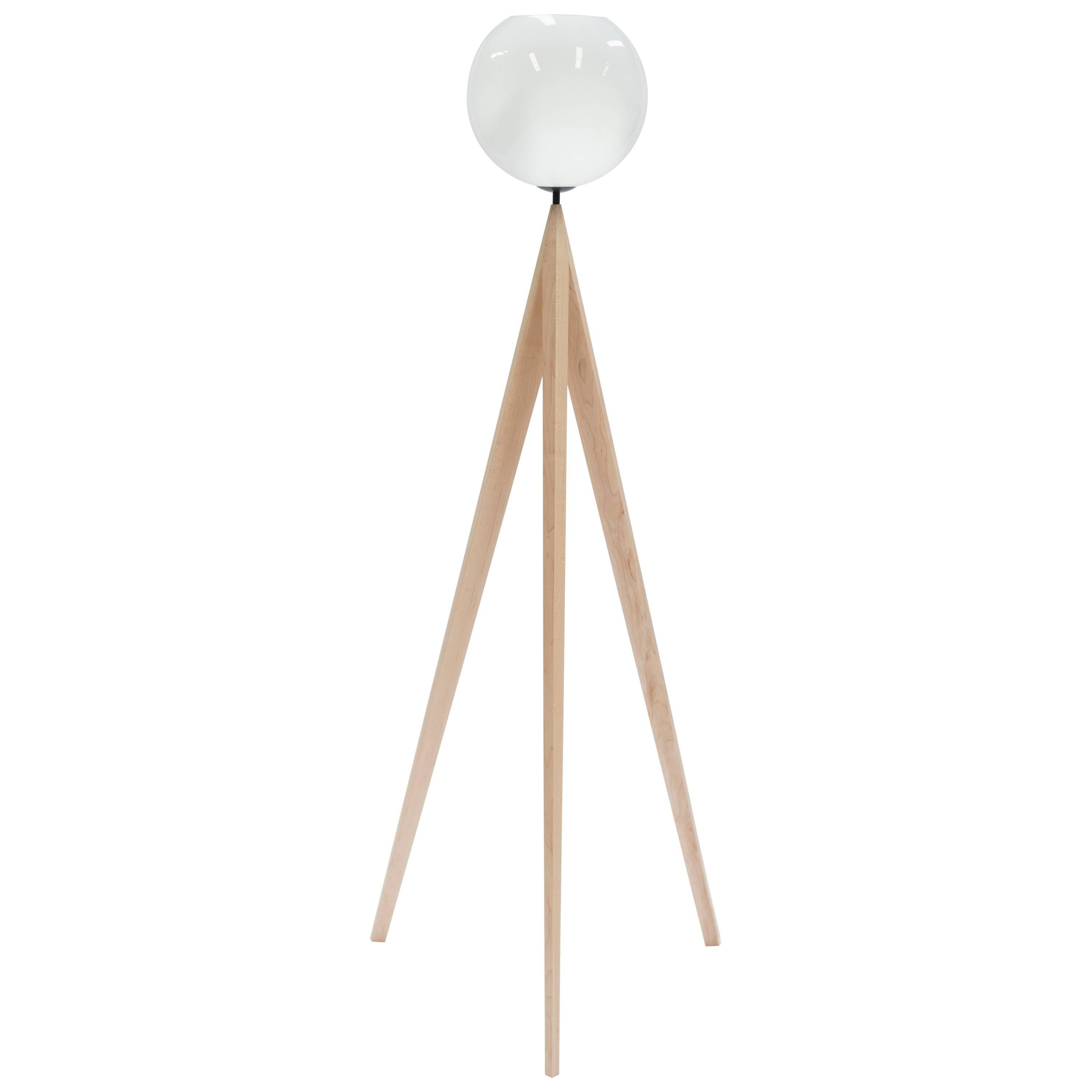 Maple Tripod Floor Lamp For Sale