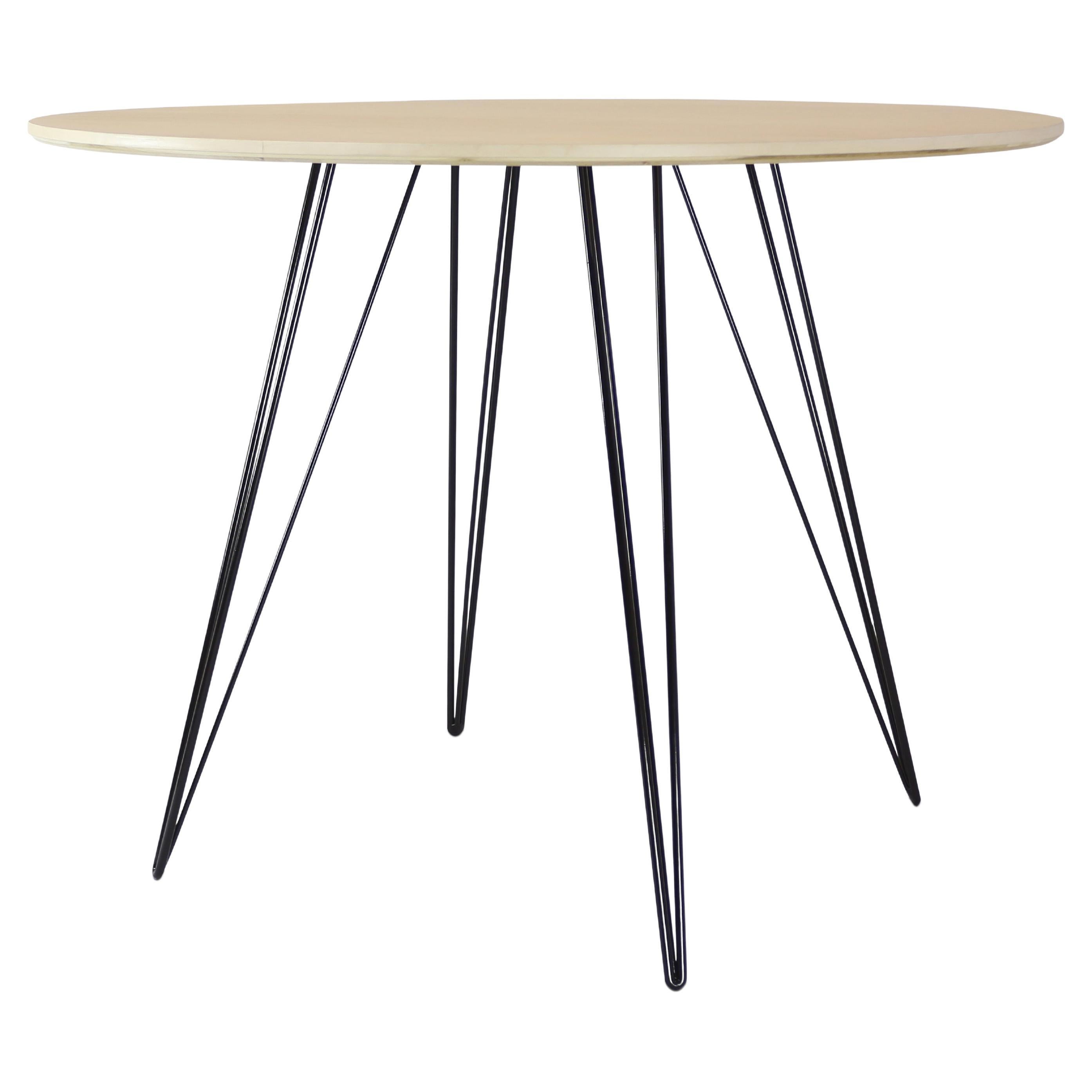 Maple Williams Dining Table Black Hairpin Legs Circle Top For Sale