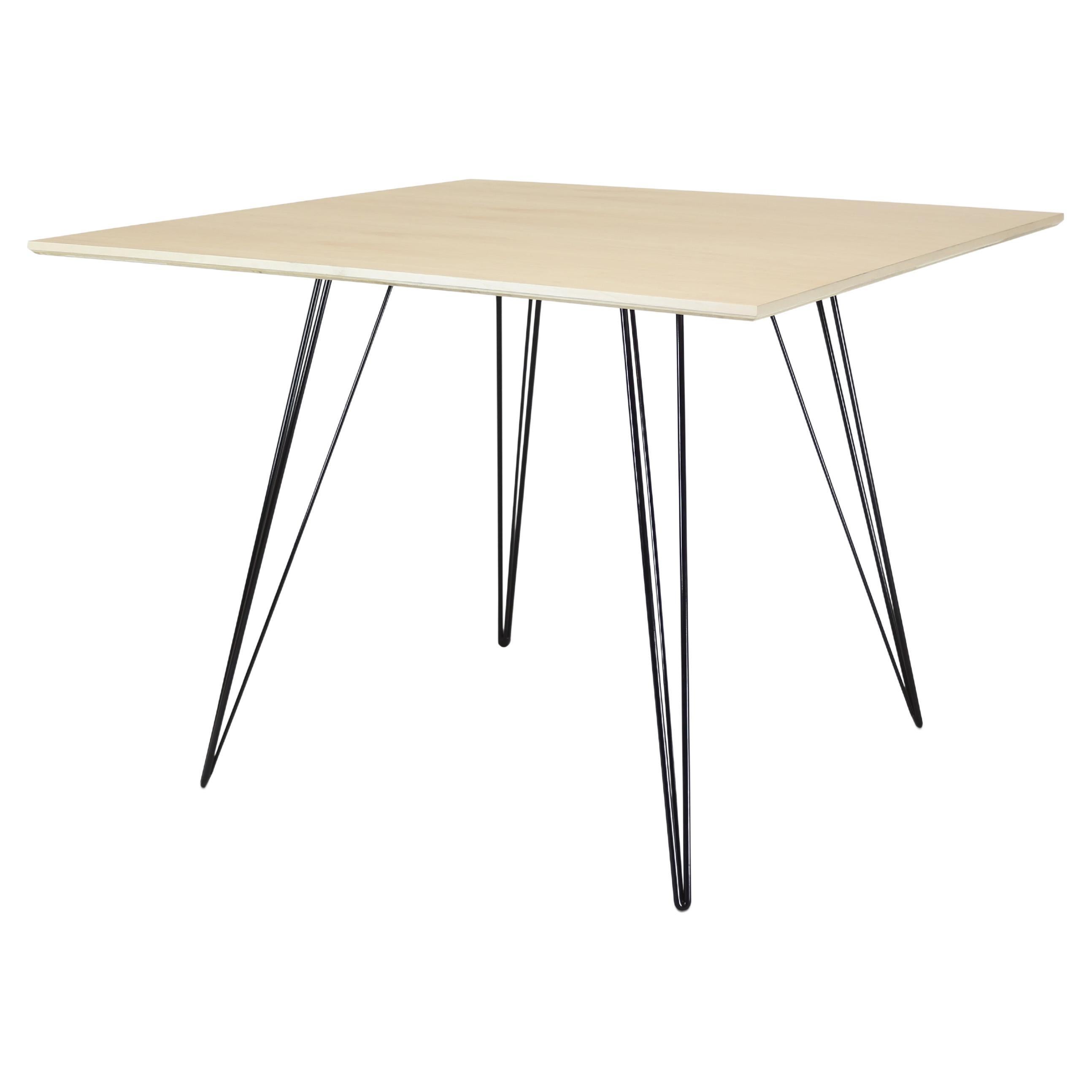Maple Williams Dining Table Black Hairpin Legs, Square Top