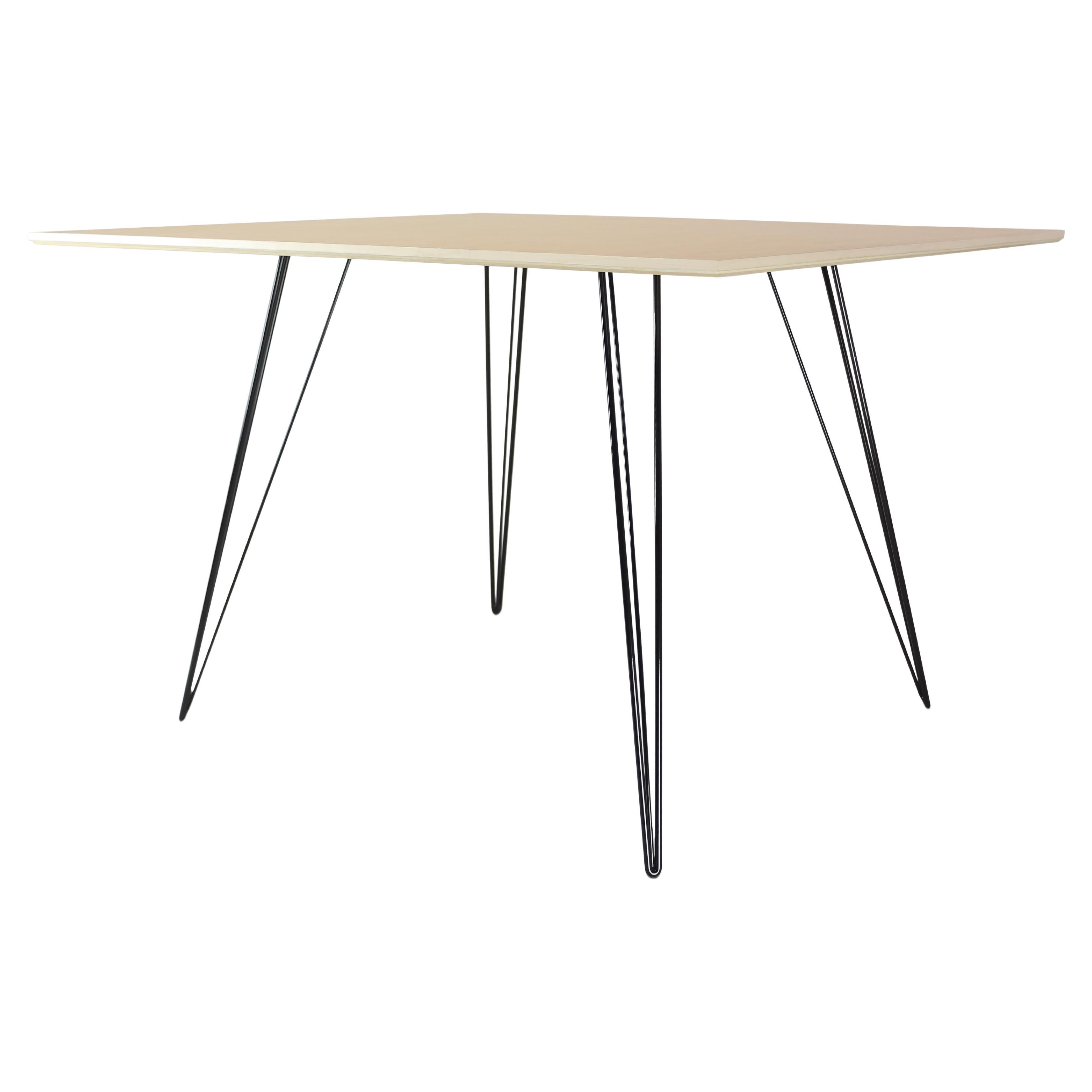 Maple Williams Dining Table Black Hairpin Legs Rectangle Top For Sale