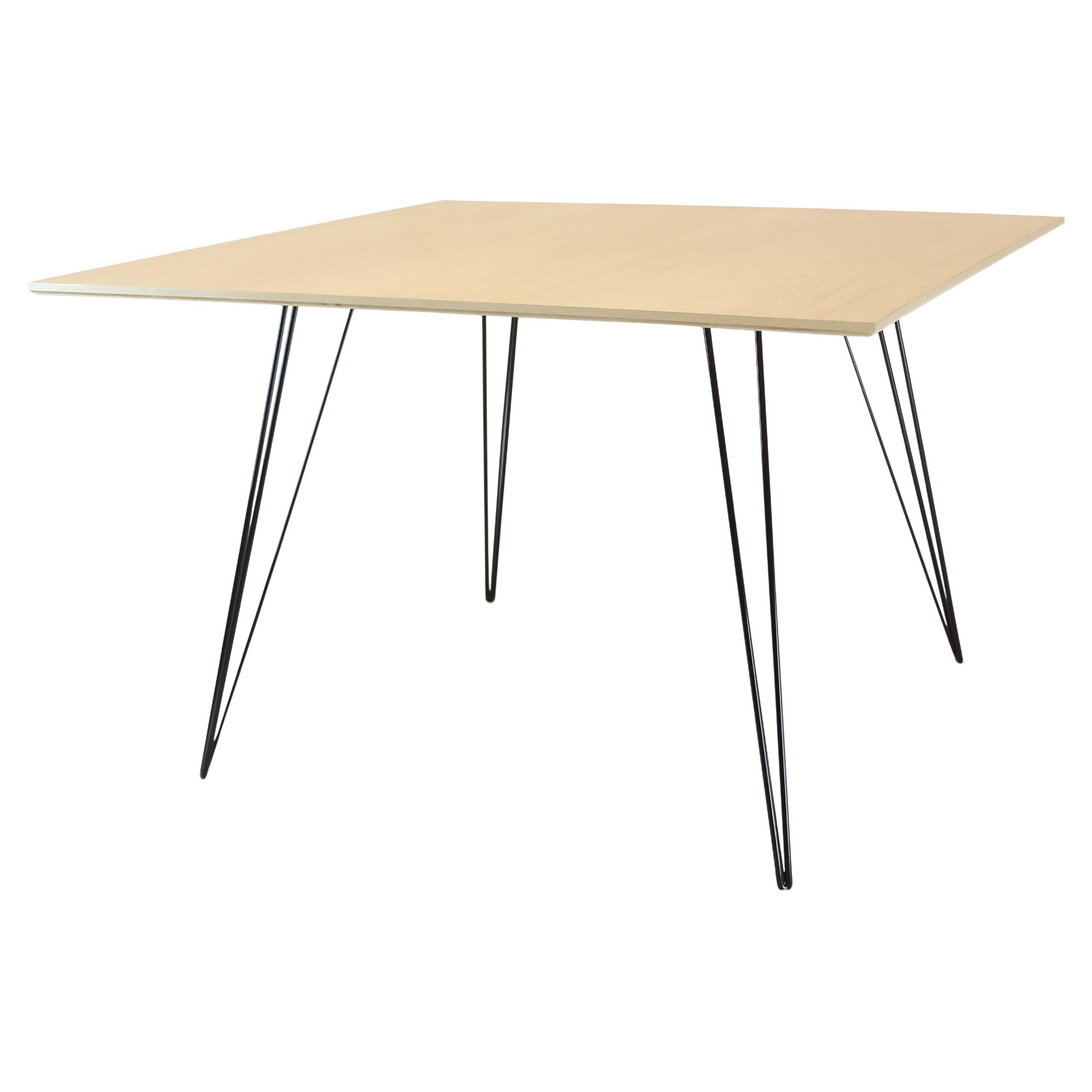 Maple Williams Dining Table Black Hairpin Legs Square Top