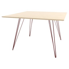 Maple Williams Dining Table Blood Red Hairpin Legs Square Top