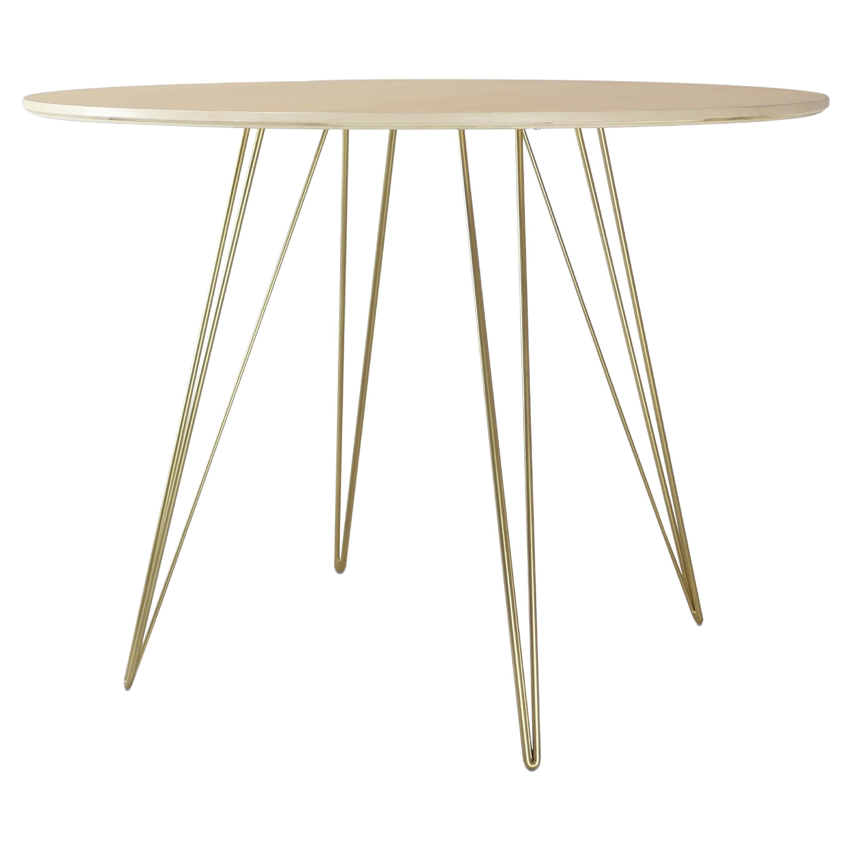 Maple Williams Dining Table Gold Hairpin Legs Circle Top