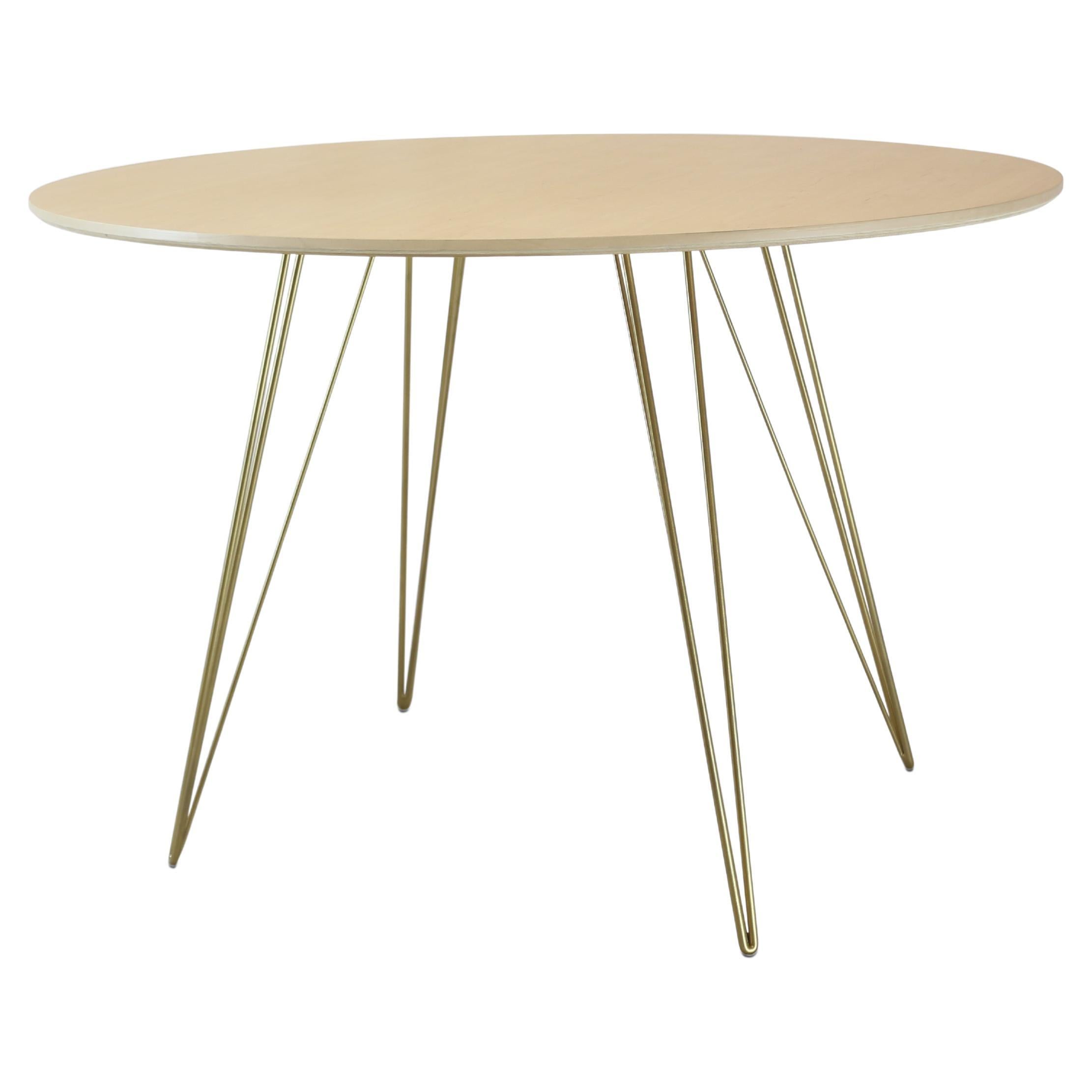 Maple Williams Dining Table Gold Hairpin Legs Oval Top