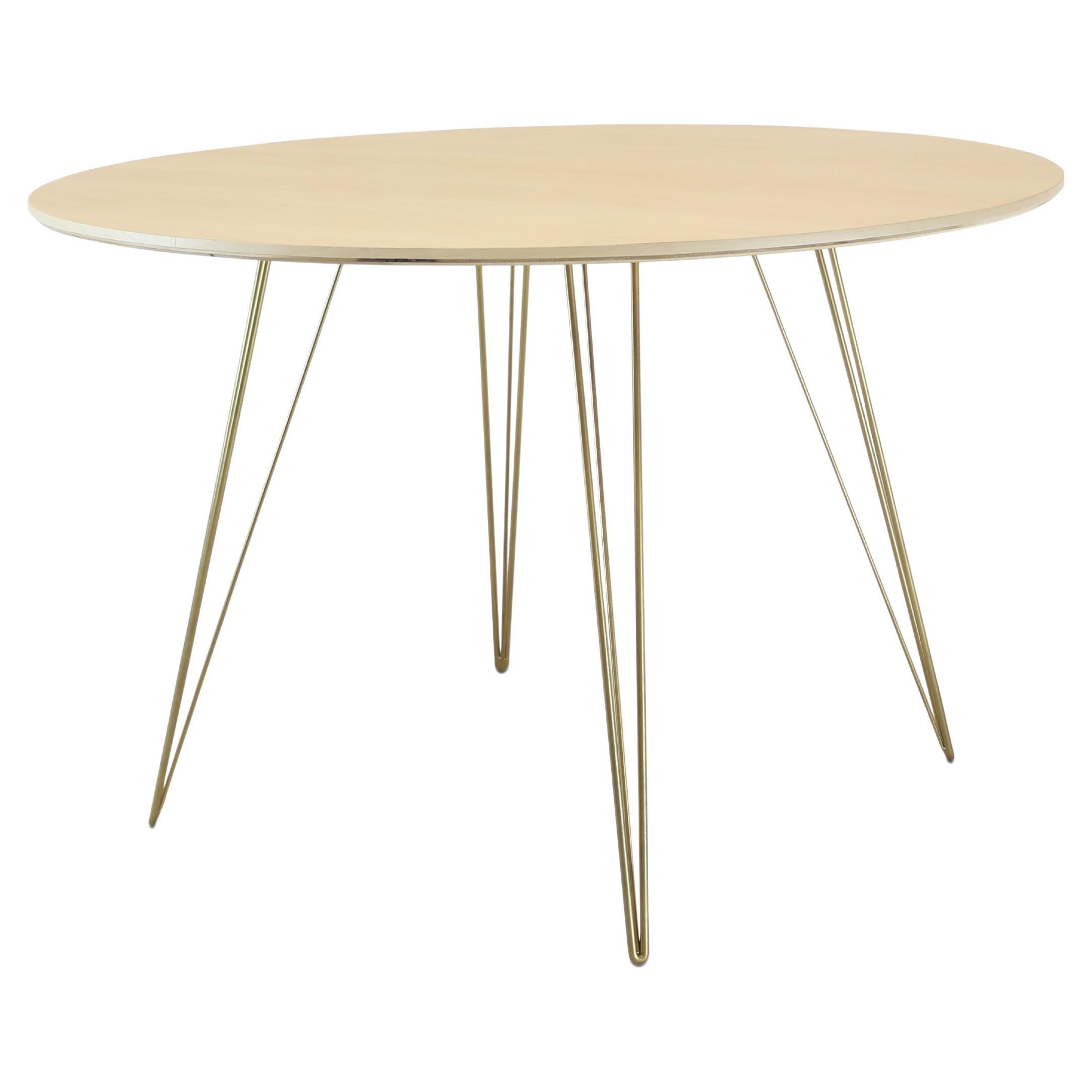 Maple Williams Dining Table Gold Hairpin Legs Circle Top For Sale