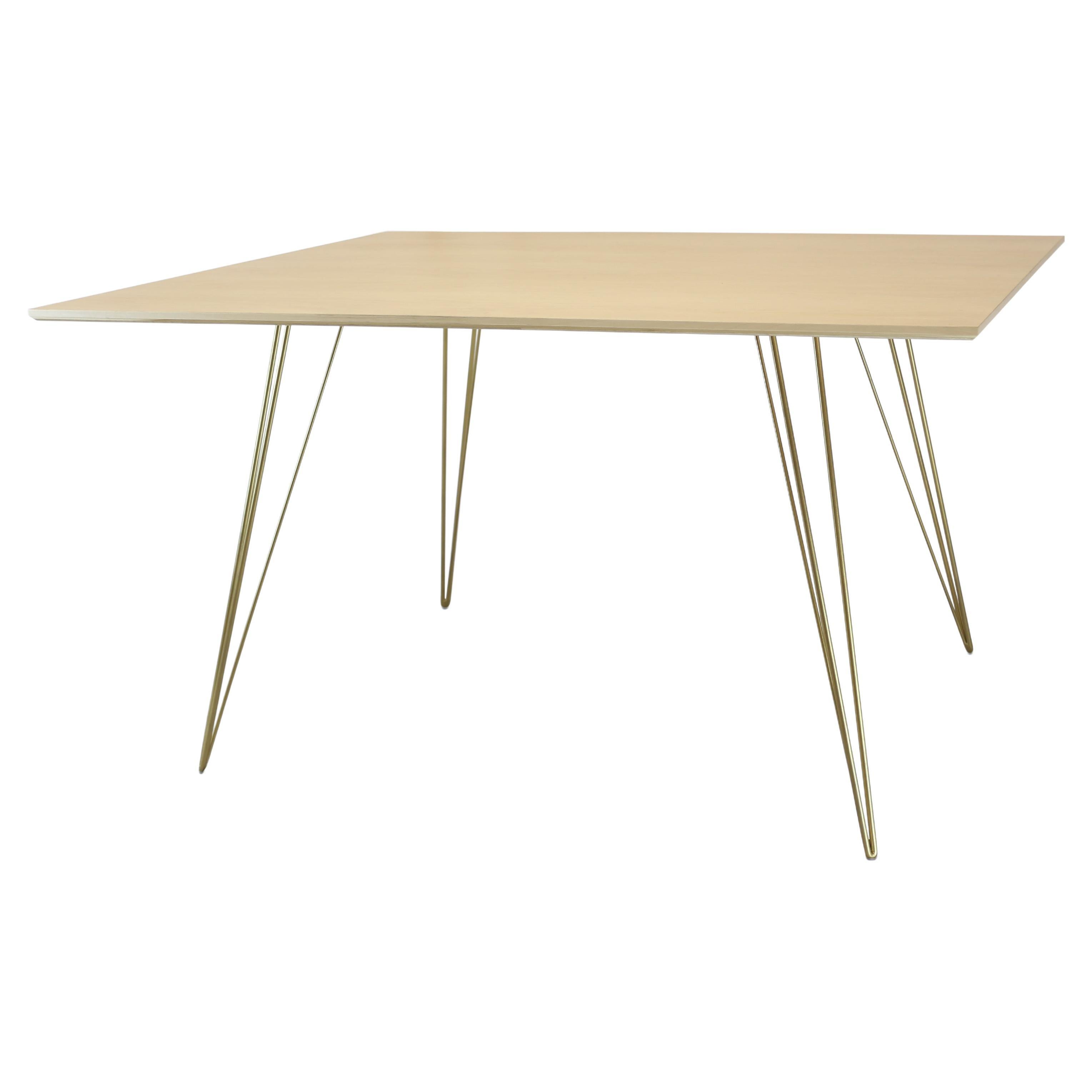Maple Williams Dining Table Gold Hairpin Legs Rectangle Top For Sale