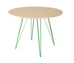 Maple Williams Dining Table Green Hairpin Legs Circle Top