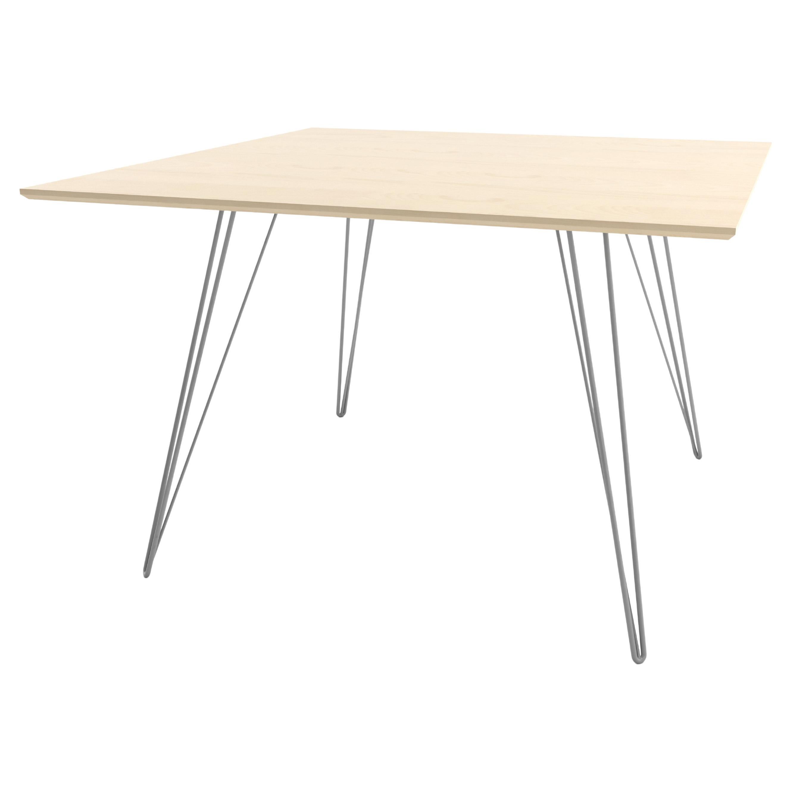 Maple Williams Dining Table Grey Hairpin Legs, Square Top For Sale