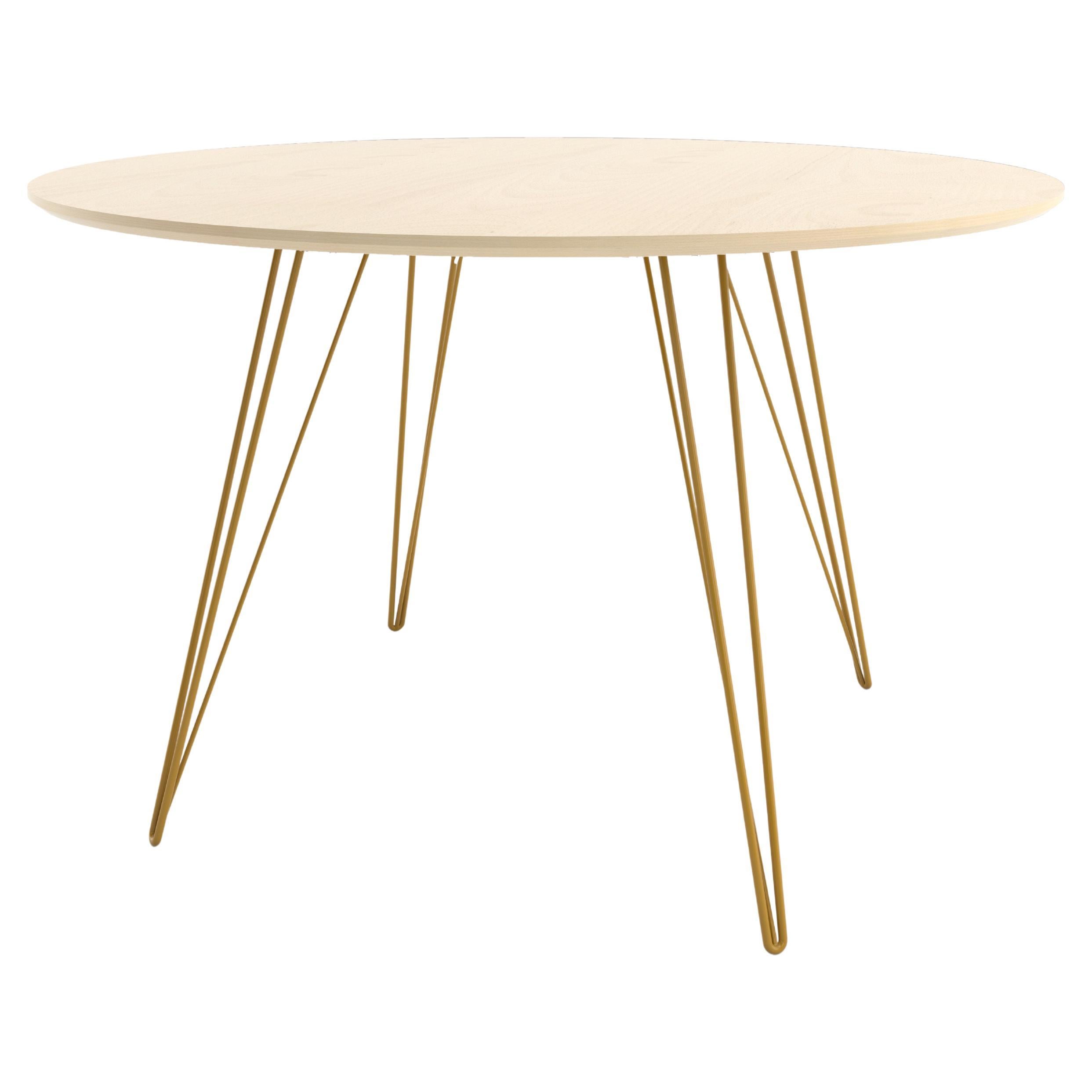 Maple Williams Dining Table Mustard Hairpin Legs Circle Top For Sale