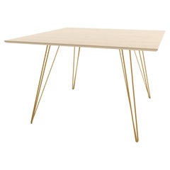 Maple Williams Dining Table Mustard Hairpin Legs Square Top