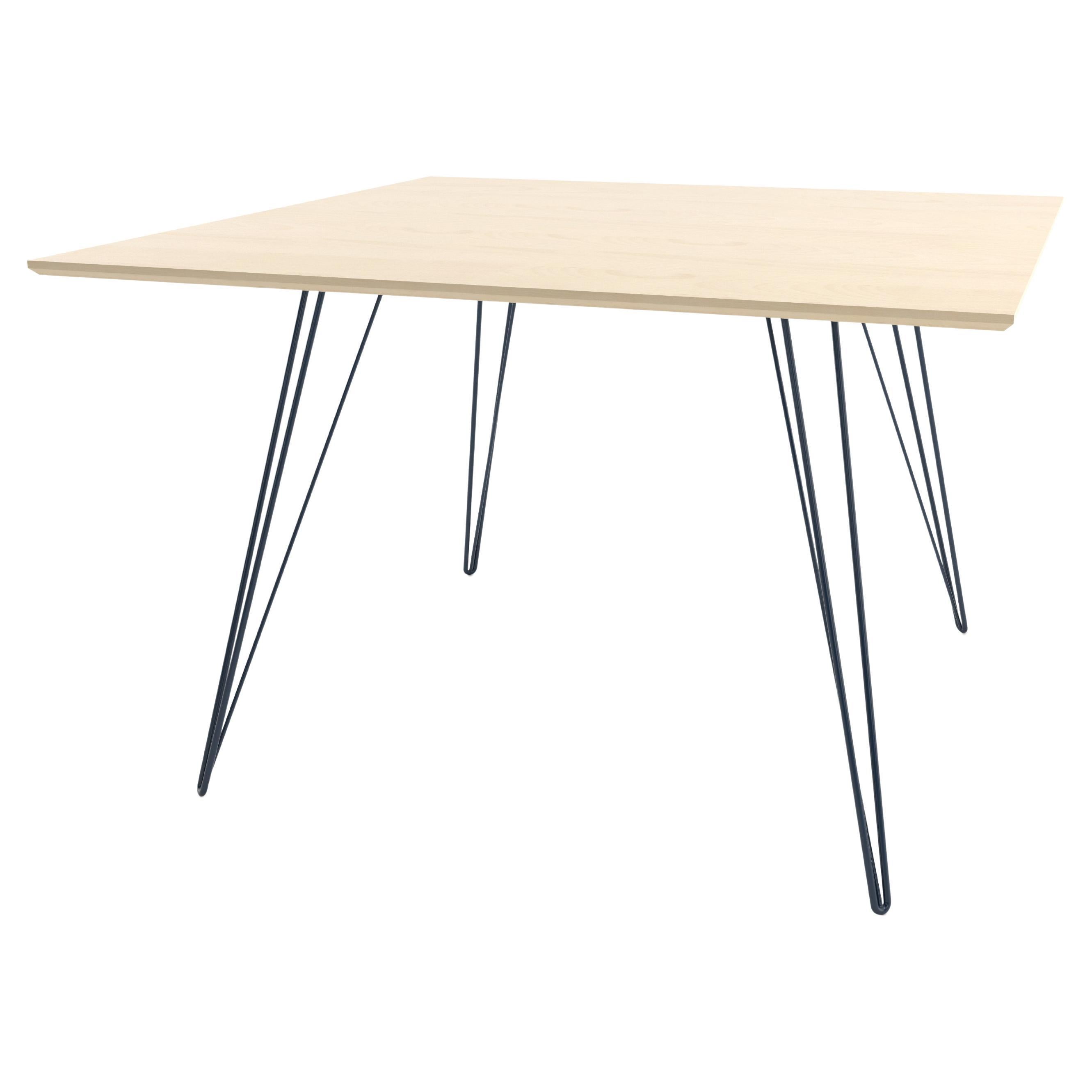Maple Williams Dining Table Navy Hairpin Legs, Square Top