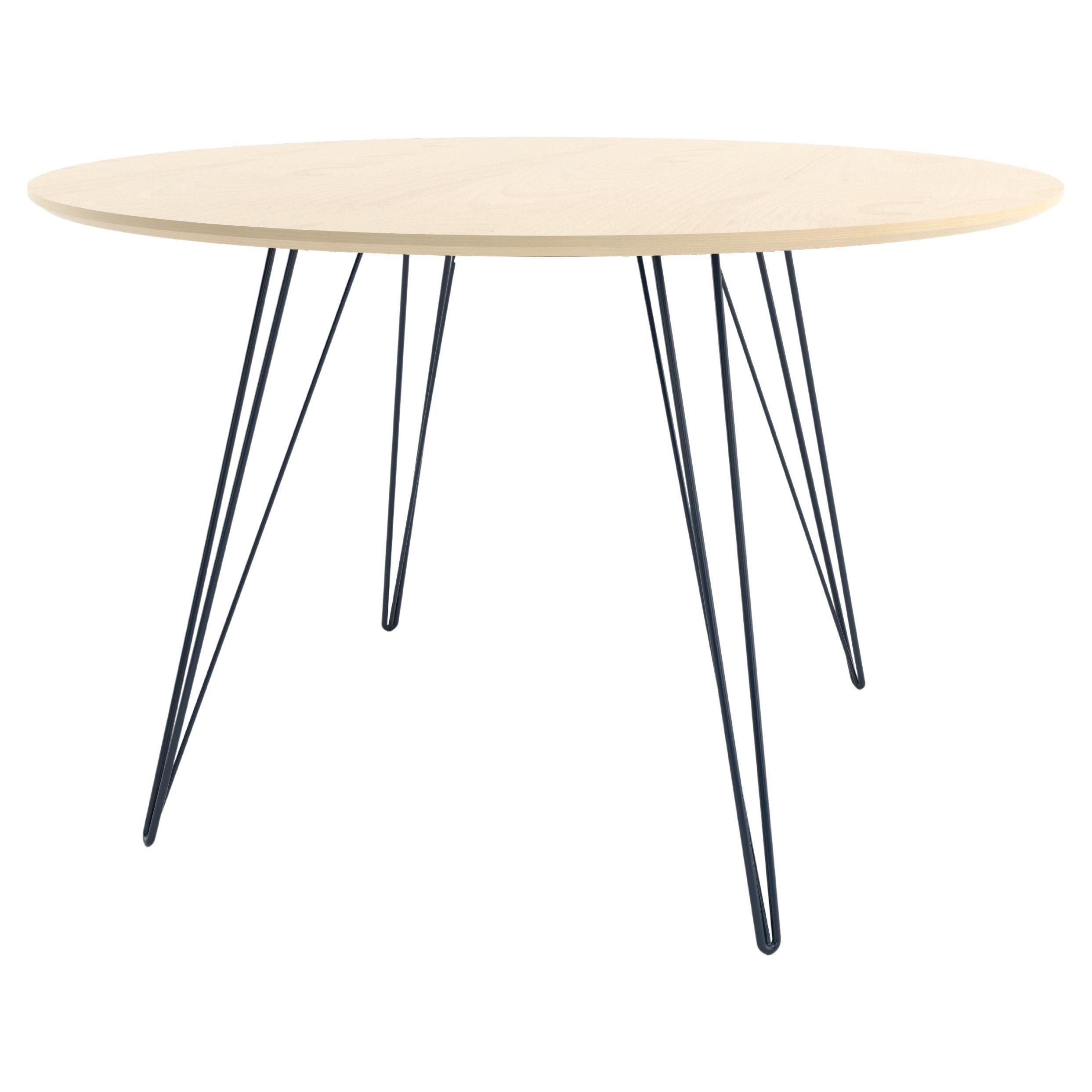 Maple Williams Dining Table Navy Hairpin Legs Oval Top