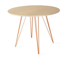 Maple Williams Dining Table Orange Hairpin Legs Circle Top