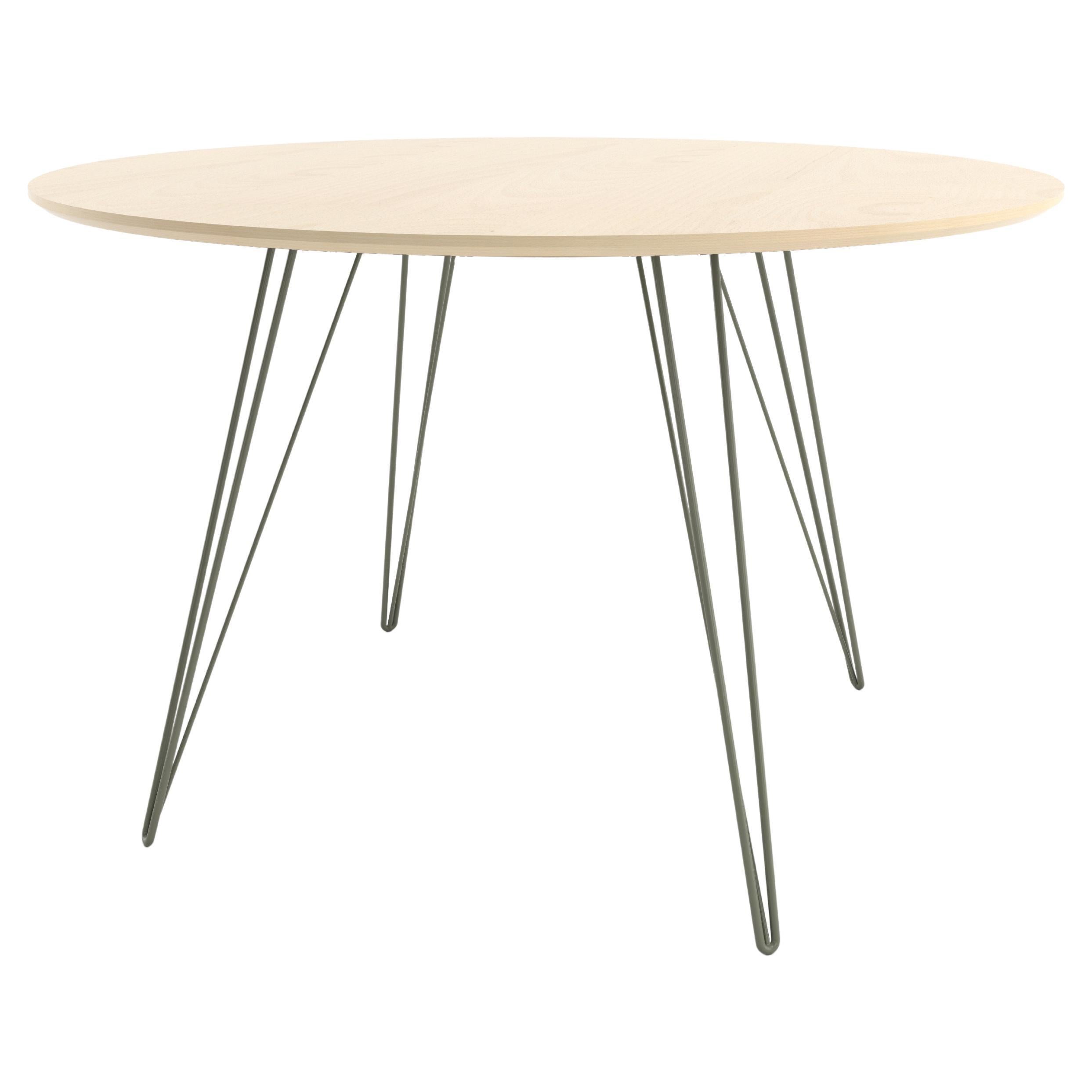 Maple Williams Dining Table Prairie Green Hairpin Legs Circle Top For Sale