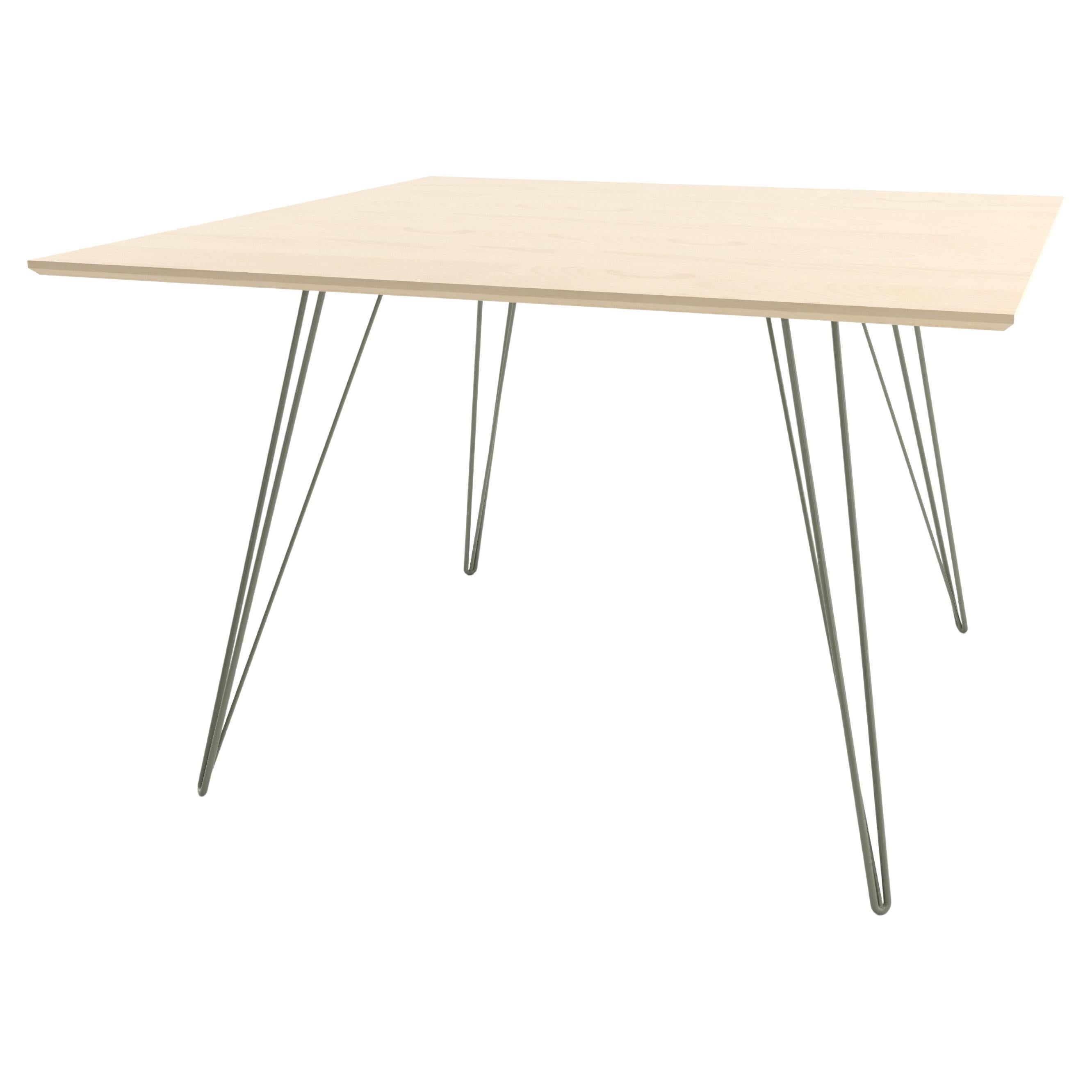 Maple Williams Dining Table Prairie Green Hairpin Legs, Square Top For Sale