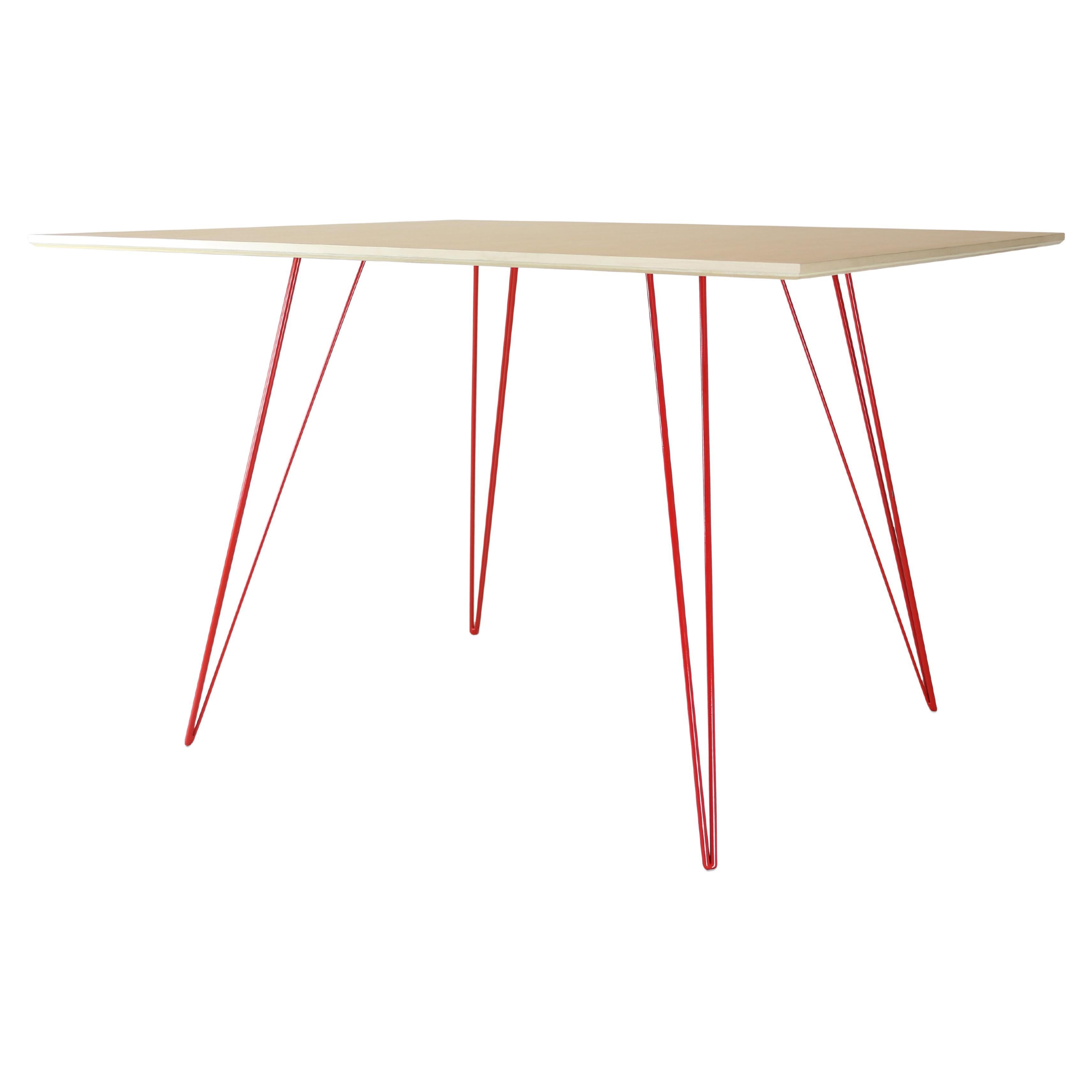 Maple Williams Dining Table Red Hairpin Legs Rectangle Top For Sale