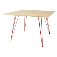 Maple Williams Dining Table Red Hairpin Legs Square Top