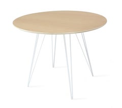 Maple Williams Dining Table White Hairpin Legs Circle Top