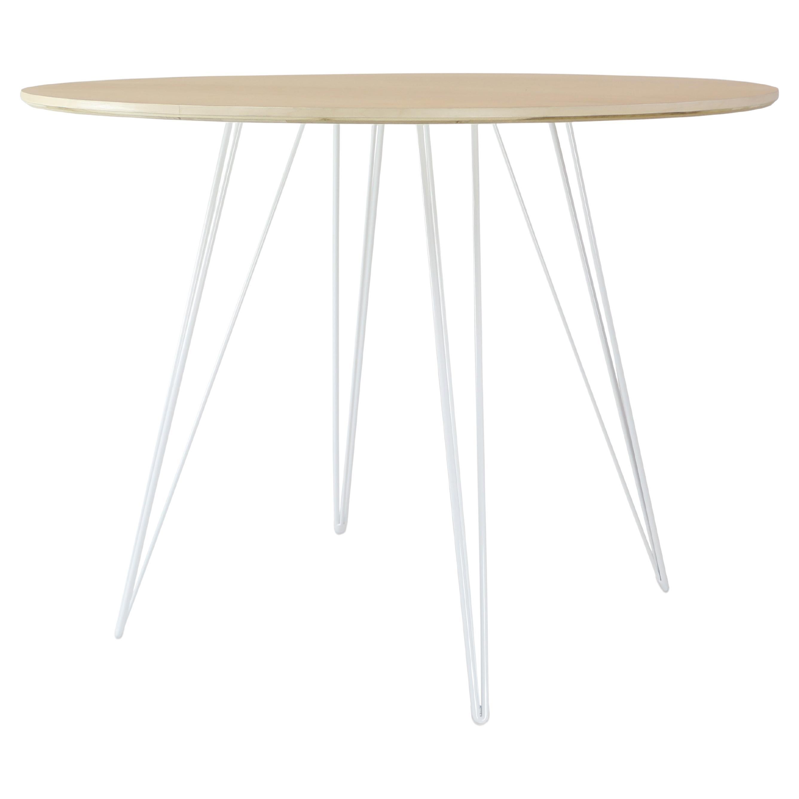 Maple Williams Dining Table White Hairpin Legs Circle Top For Sale