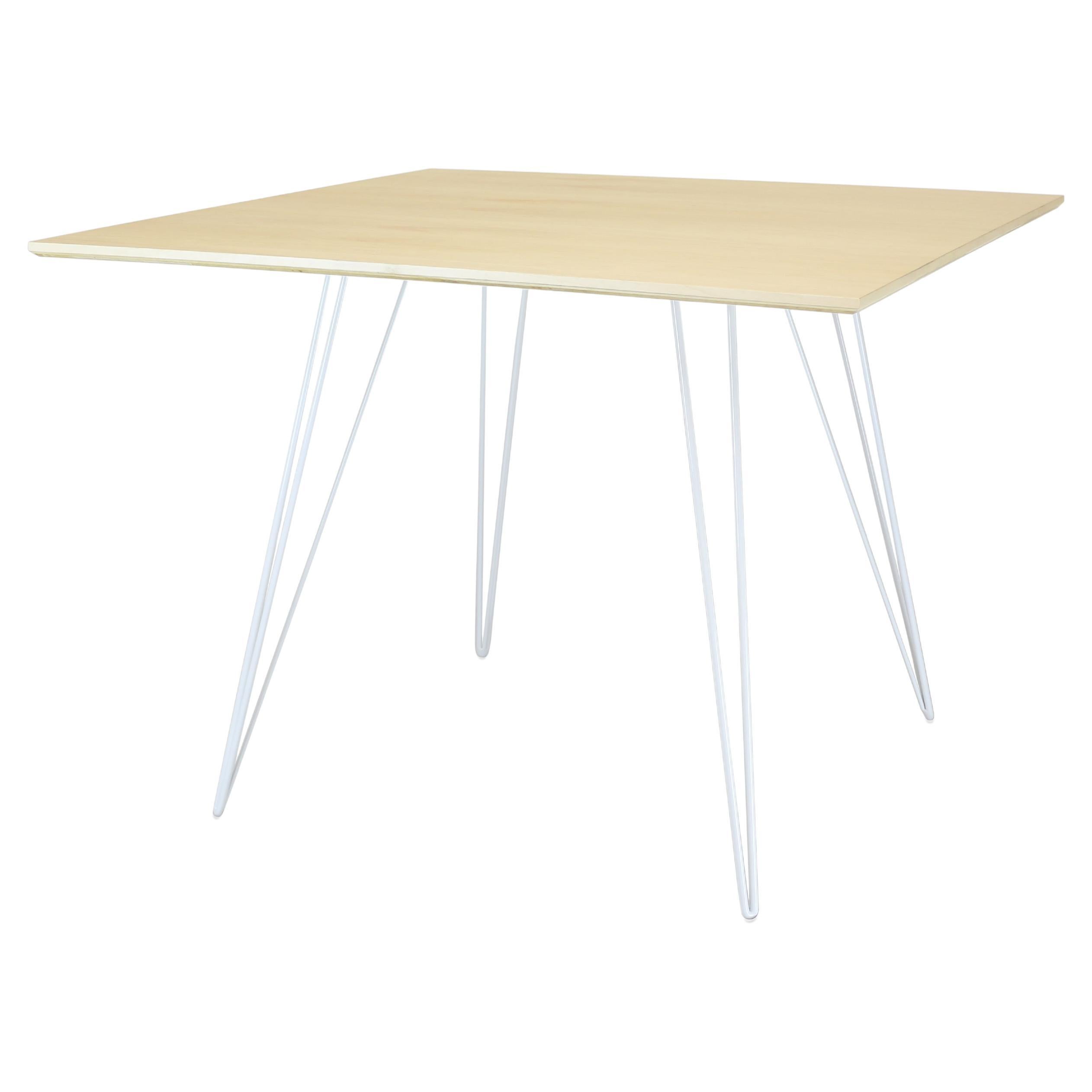 Maple Williams Dining Table White Hairpin Legs, Square Top For Sale