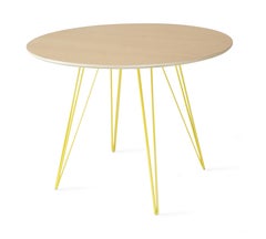 Maple Williams Dining Table Yellow Hairpin Legs Circle Top
