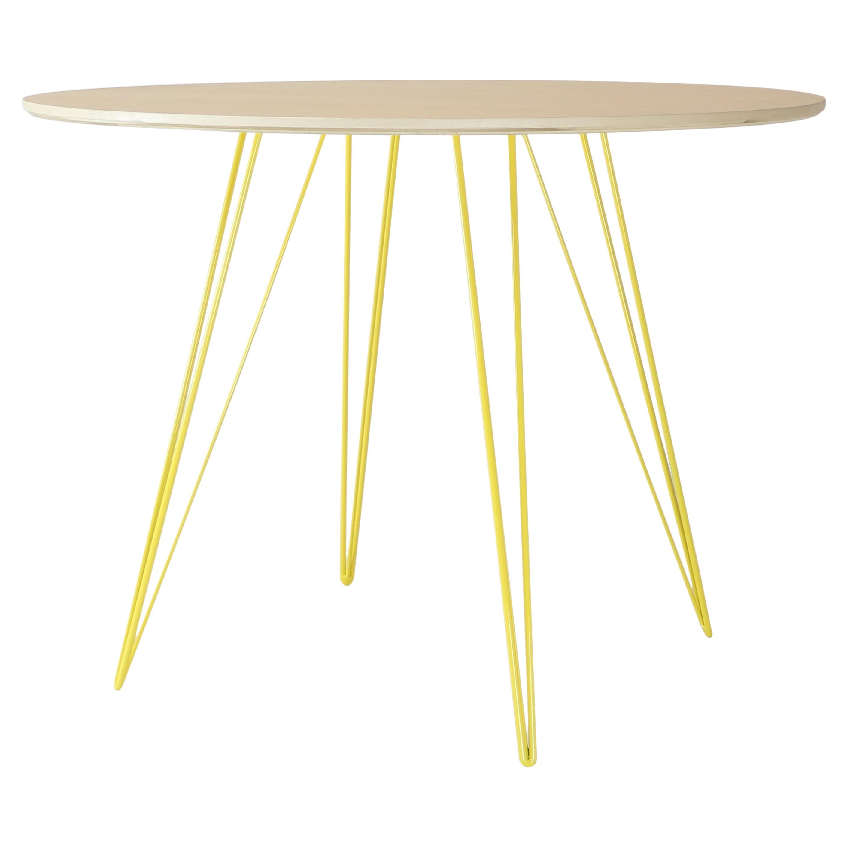 Maple Williams Dining Table Yellow Hairpin Legs Circle Top For Sale