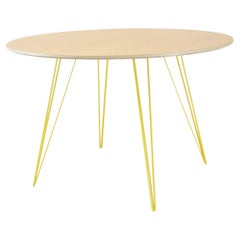Maple Williams Dining Table Yellow Hairpin Legs Oval Top