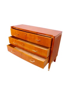 Maple wood commode by De Coene Freres hand polished Art Deco, Belgium, 1940s