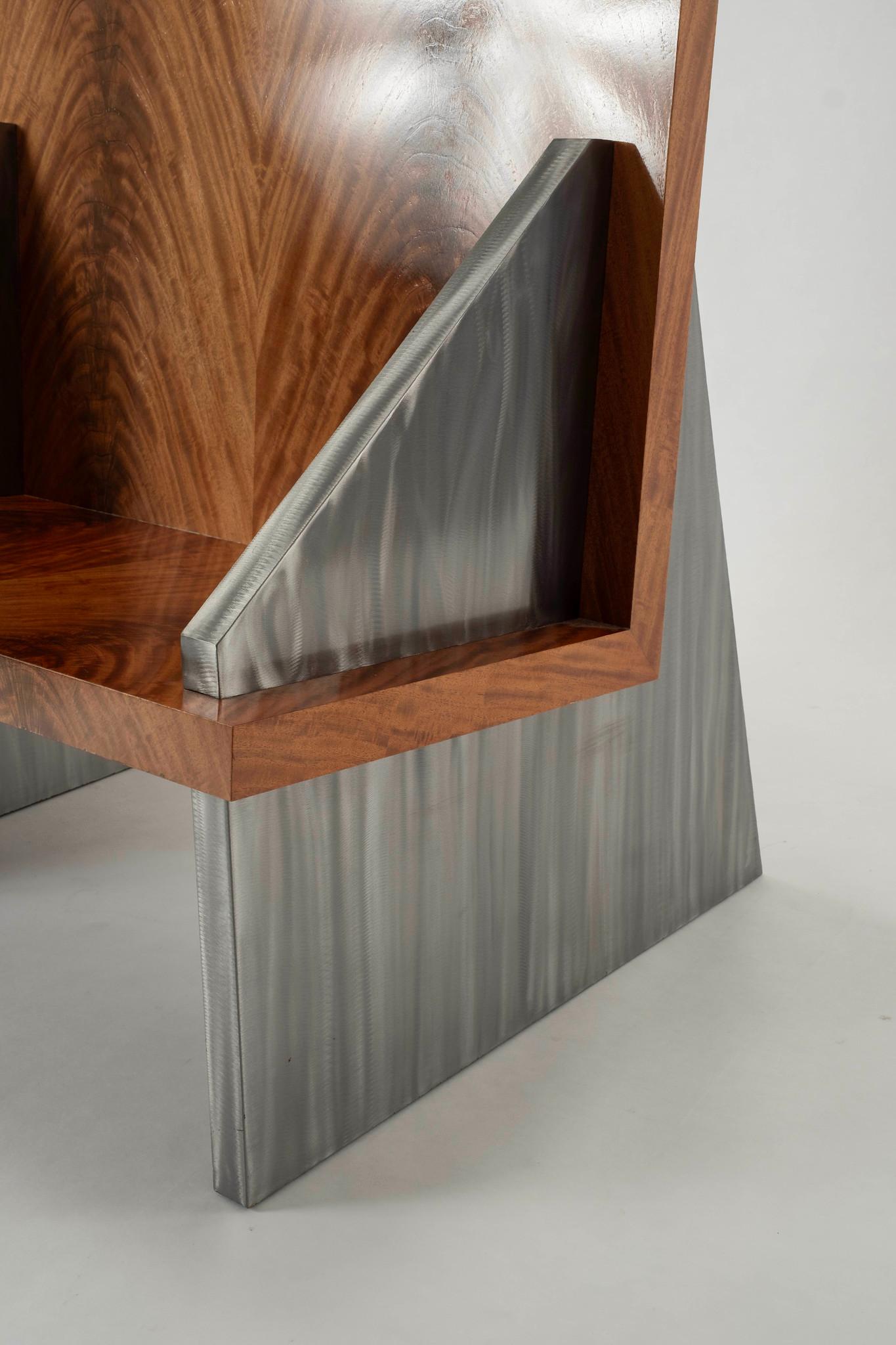 Américain Wood Wood Steel Plank Plane Lounge Chair Bench Attr. Jason Meyers en vente