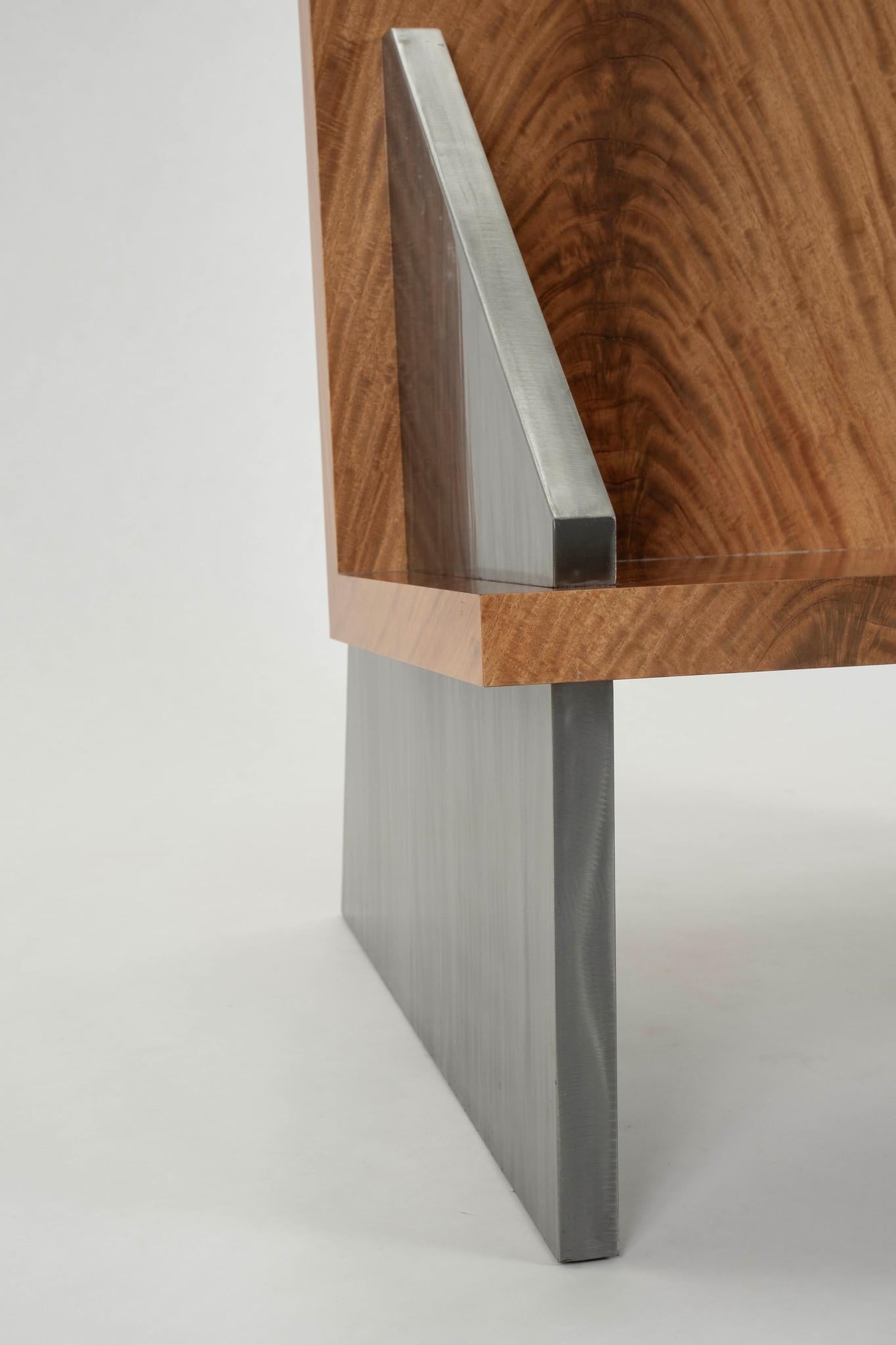 Wood Wood Steel Plank Plane Lounge Chair Bench Attr. Jason Meyers Bon état - En vente à Houston, TX
