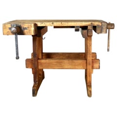 Antique Maple Workbench with Vice, circa 1920-1930