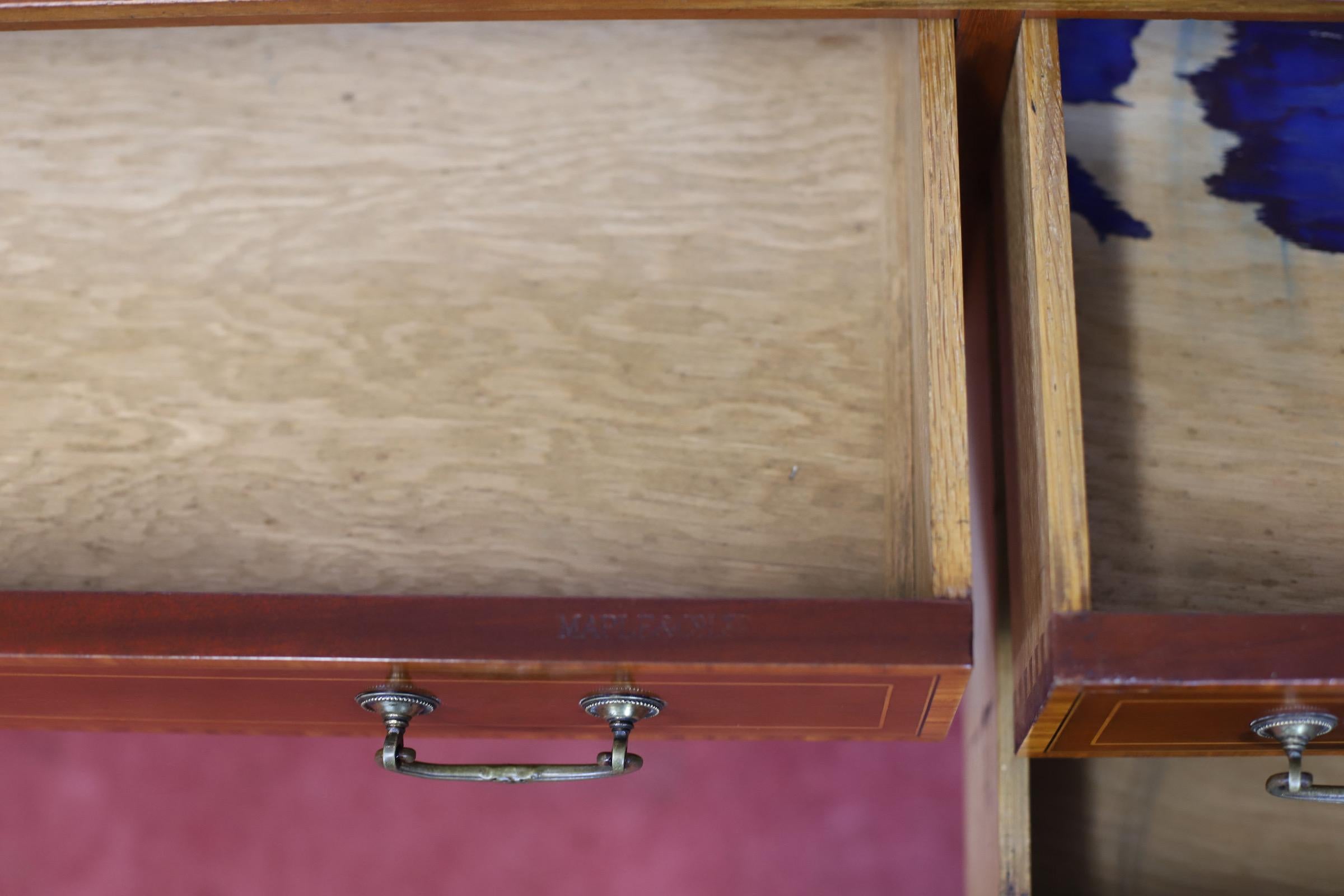 Hand-Crafted Maple&Co Lovely Edwardian Satinwood Crossbanded  Walnut  Desk For Sale